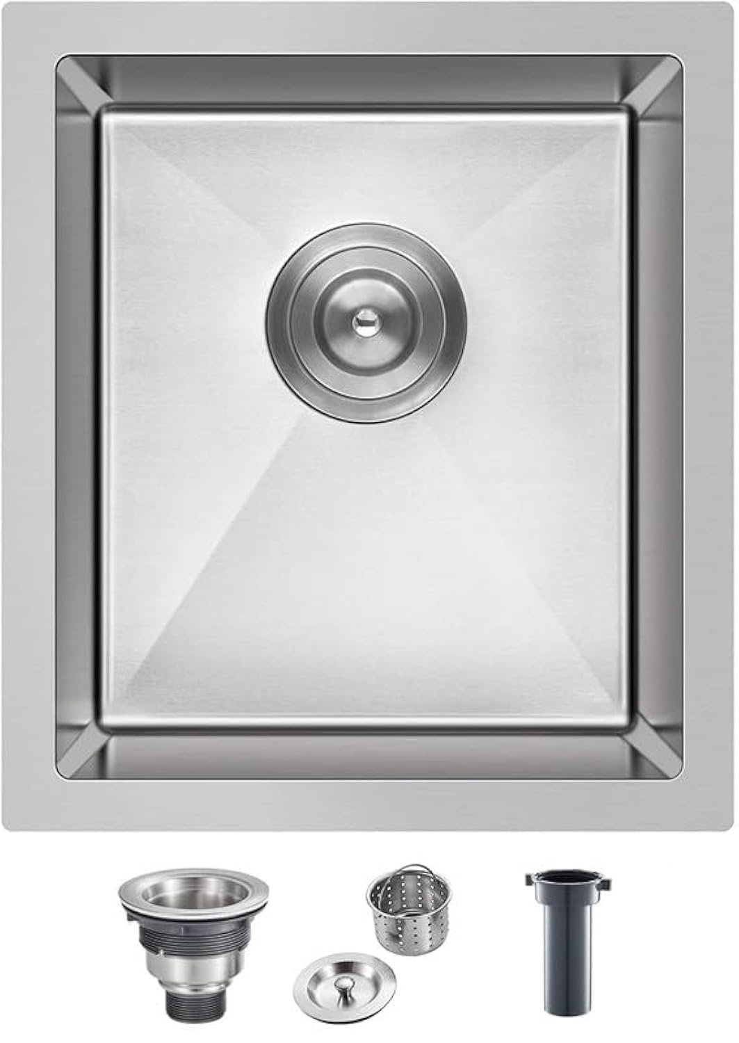 MESIDA 13 Inch Single Bowl Undermount Stainless Steel Kitchen Sink - SUS304 Grade, 13 x 15 x 8 Inches - Perfect for Small Kitchens, Apartments & RV Use