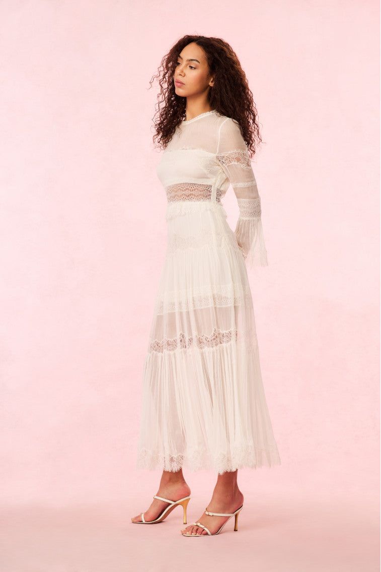 Rosney Elegant Lace Maxi Dress for Women - Flowy Bohemian Long Dress with Floral Embroidery | Perfect for Weddings, Beach Vacations & Summer Parties