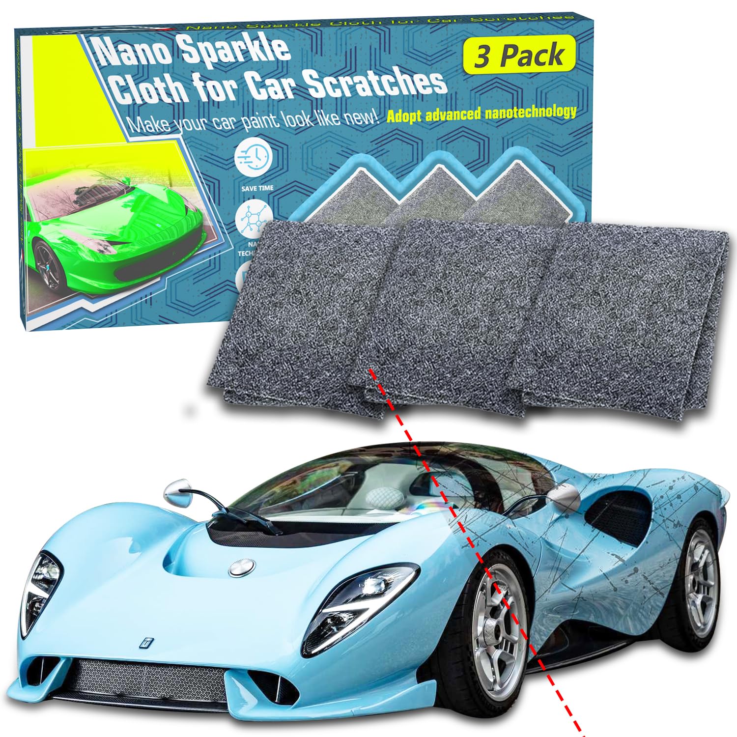 Nano Sparkle Scratch Repair Cloth for Cars - Waterproof Scratch Remover for All Smooth Car Surfaces | Perfect for DIY Car Detailing & Paint Scratch Restoration