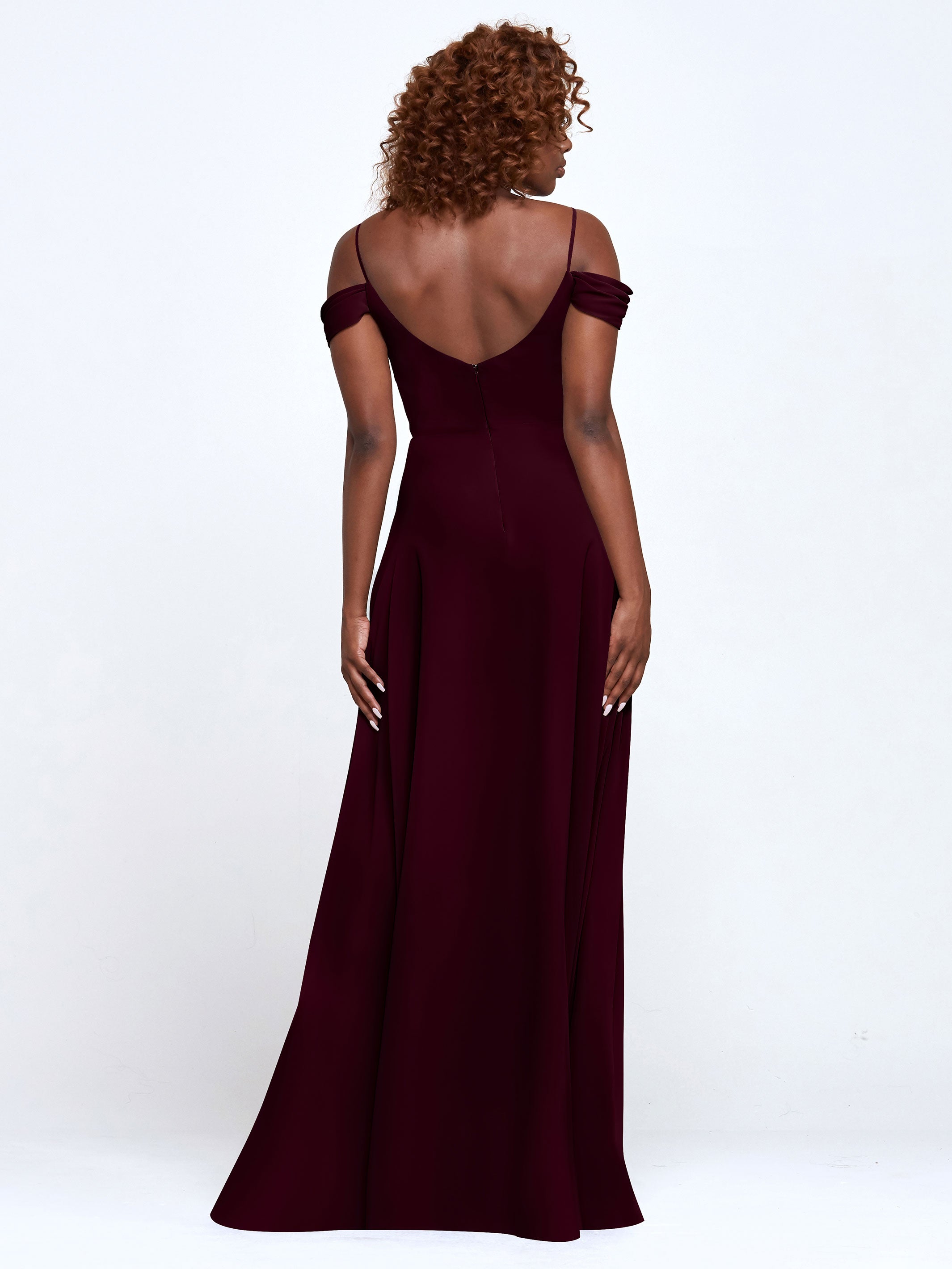 Elegant 83003 Stretch Chiffon Off-The-Shoulder A-Line Bridesmaid Dress - Perfect for Weddings, Prom, Formal Events & Special Occasions