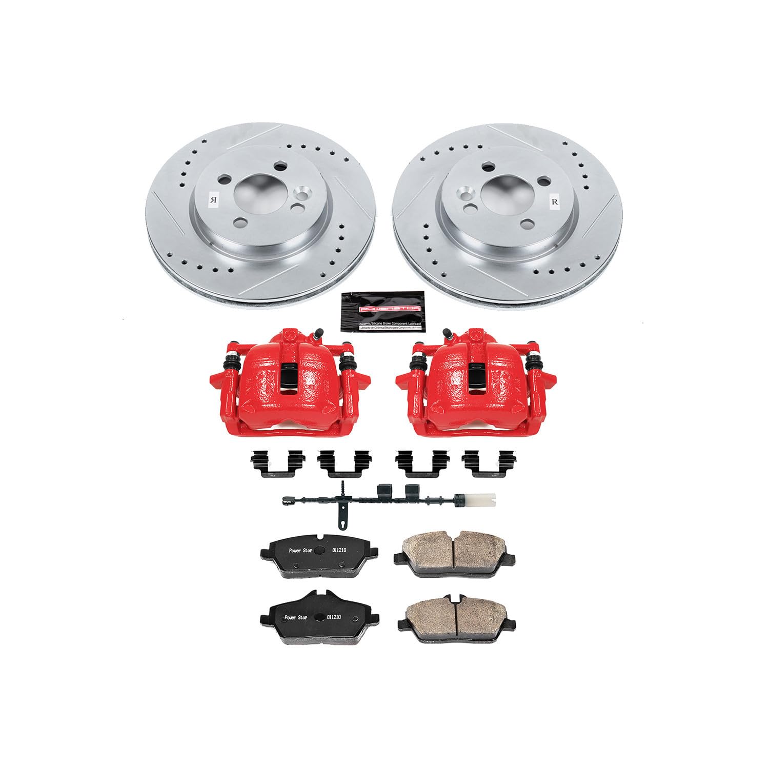 Power Stop Z23 Evolution KC6739 Front Brake Caliper Kit - Carbon-Fiber Ceramic Brake Pads & Rotors with Sensor Wire | High-Performance Braking for Trucks, SUVs & Performance Cars | Ideal for Off-Roading, Towing & Daily Commuting