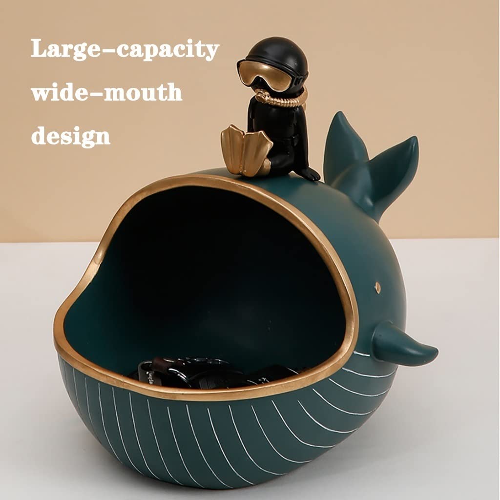 LEIYAN Resin Whale Key Holder Bowl - Stylish Desktop Organizer for Keys, Jewelry, Snacks & Trinkets | Decorative Home & Entryway Storage Dish (Gray) - Perfect for Living Room, Bedroom, Office & Gift Giving