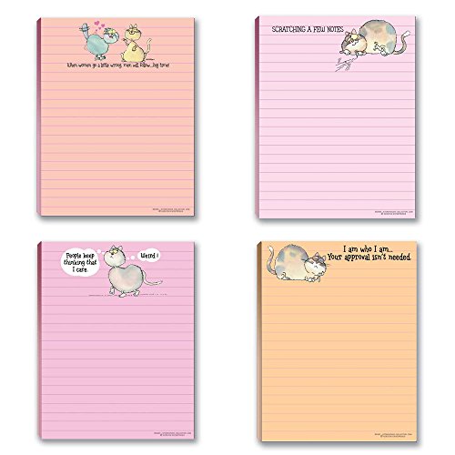 Stonehouse Collection Funny Cat Notepads - 4 Pack of USA Made Cute Cat Memo Pads for Office, School & Home Use - Perfect Gift for Cat Lovers