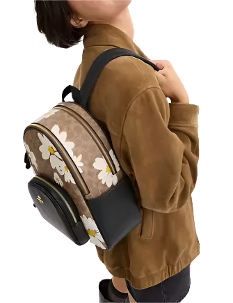 Coach Signature Canvas Floral Print Court Backpack - Stylish & Durable Women's Backpack for Work, School & Travel