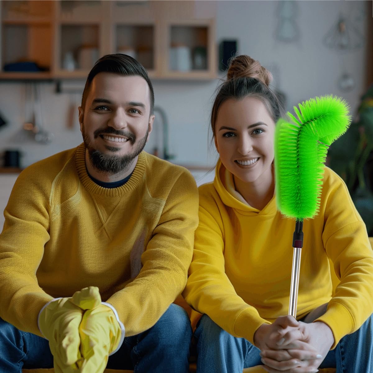 2 Pack Gutter Cleaning Brush with 2 Replaceable Heads - 0.75 Inch (19mm) Threaded Adapter - Easy Ground-Level Leaf Removal Tool for Roof Gutters | Perfect for Home Maintenance, DIY Roof Cleaning & Seasonal Gutter Care