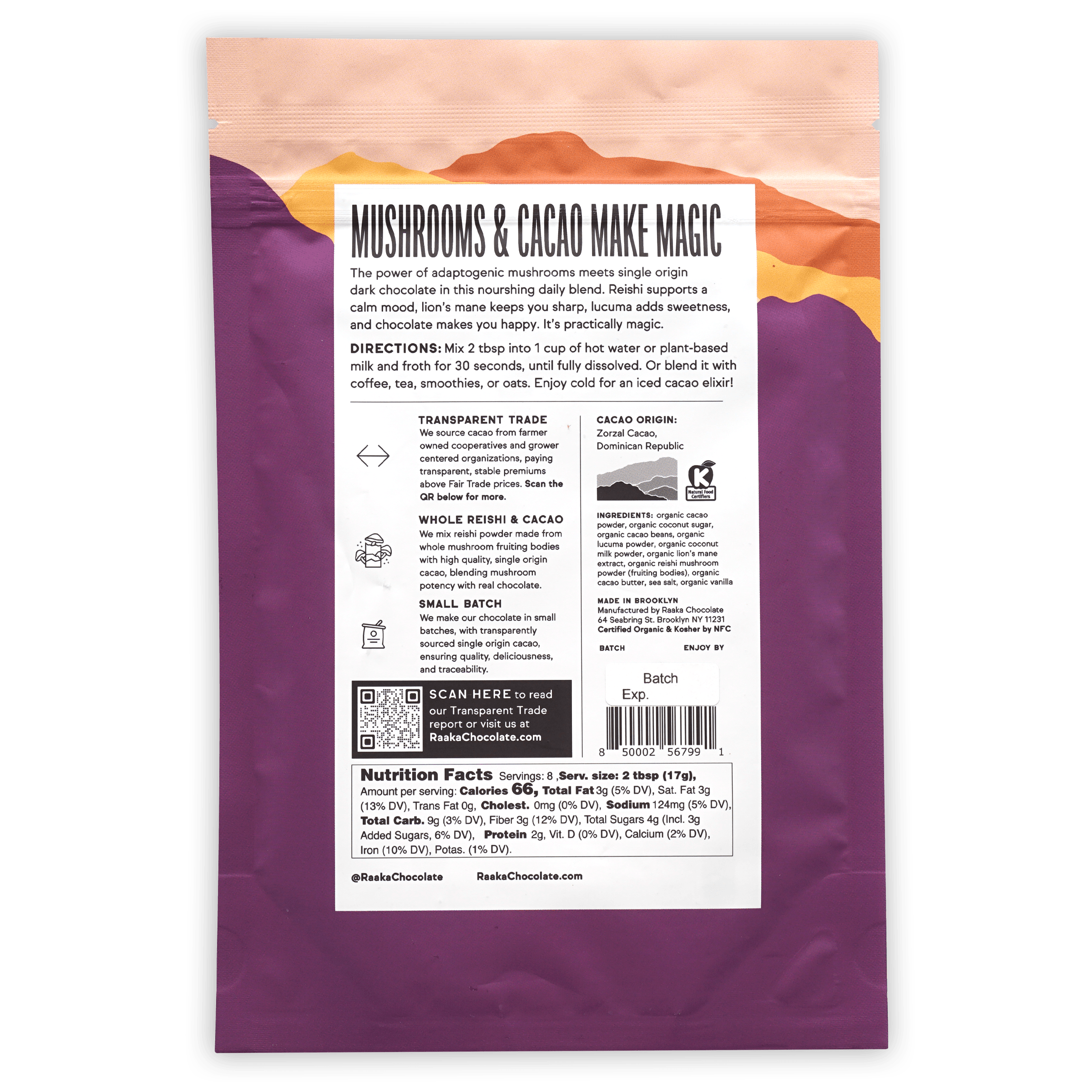 Organic Raaka Cocoa & Mushroom Superfood Blend - Immune Support & Energy Boost - Perfect for Smoothies, Coffee & Baking