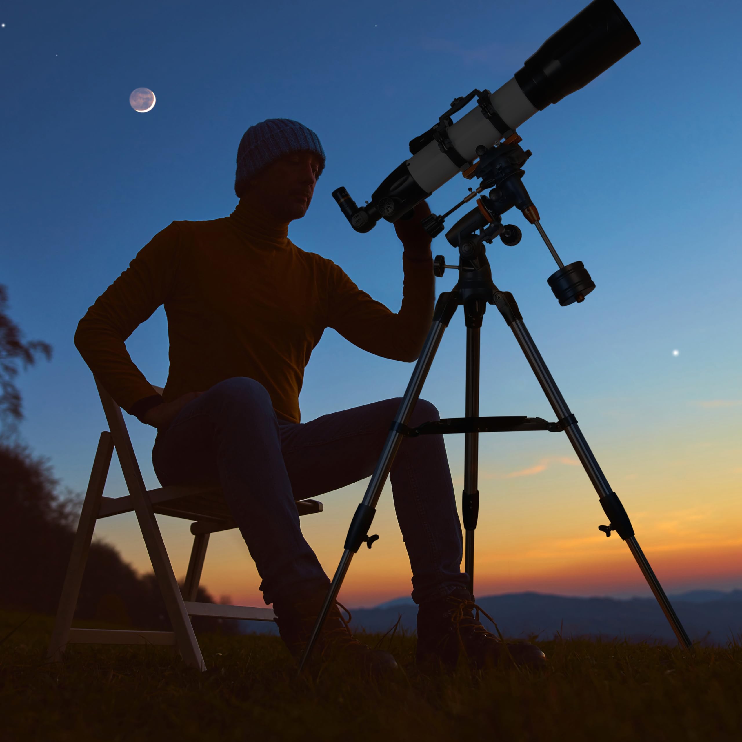 AOMEKIE 90mm Aperture 650mm Professional Astronomy Refractor Telescope for Adults - EQ Mount, 2 Plossl Eyepieces, Bluetooth Controller, Phone Adapter & Finderscope - Perfect for Stargazing, Moon Observation & Astrophotography