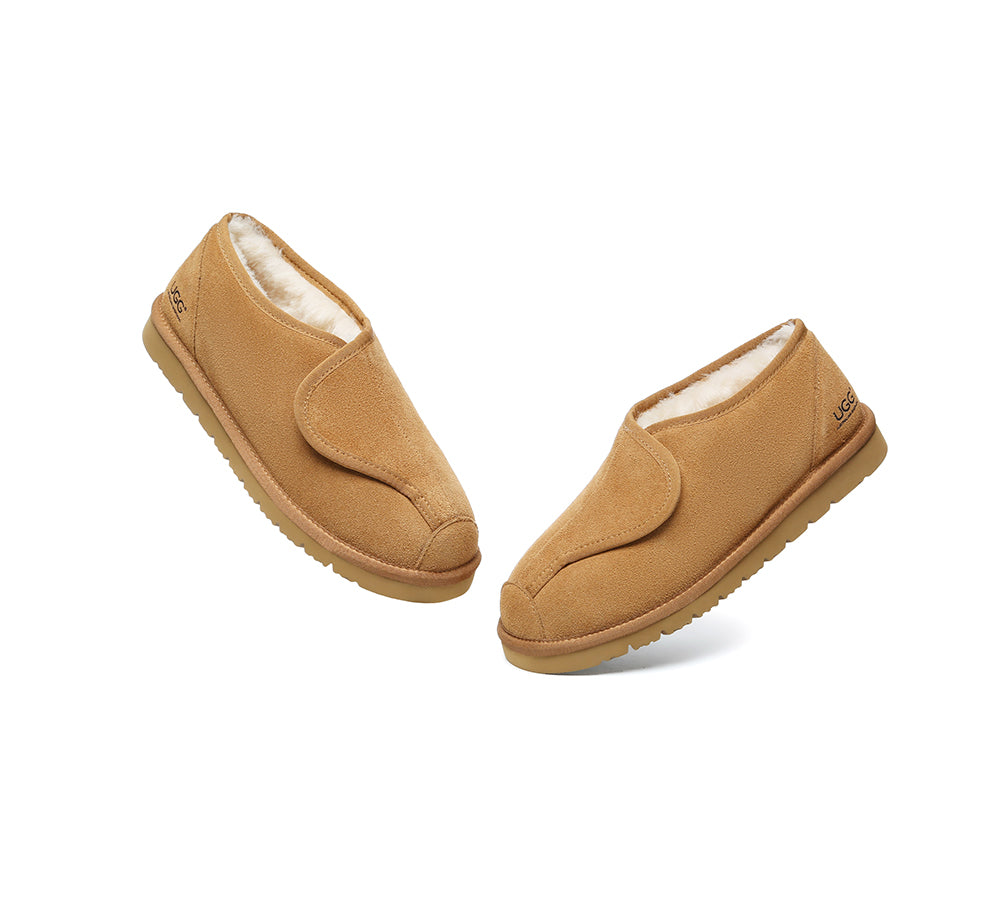 Australian Shepherd® UGG Slippers - Genuine Sheepskin Wool Adjustable House Shoes for Men & Women - Cozy Indoor/Outdoor Winter Slippers for Home, Office & Travel