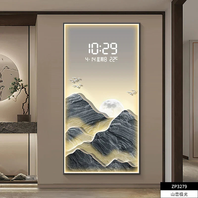 Digital Mountain Scenery Wall Clock - Silent Non-Ticking Modern Decor for Living Room, Bedroom & Office - Perfect for Nature Lovers & Home Décor