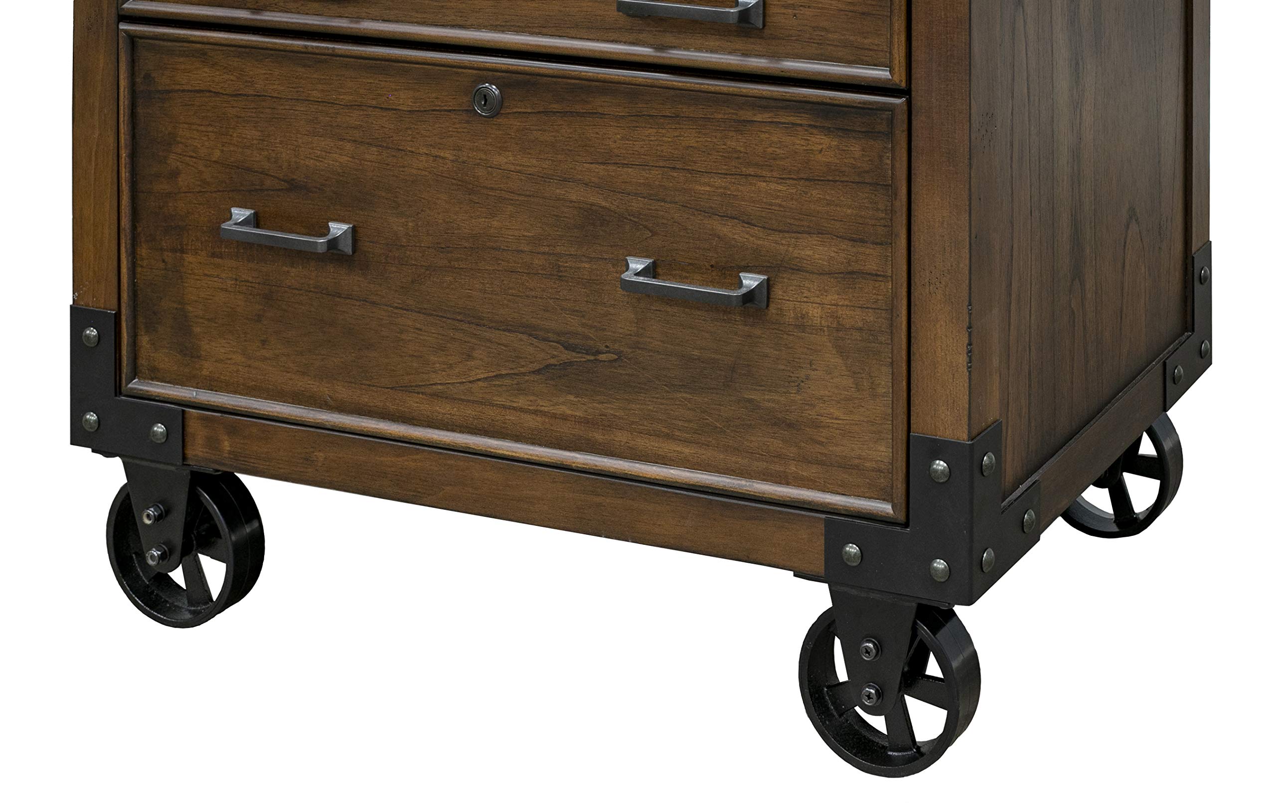 Martin Furniture 2-Drawer Lateral File Cabinet - Brown Wood Finish for Home Office & Business Storage Organization