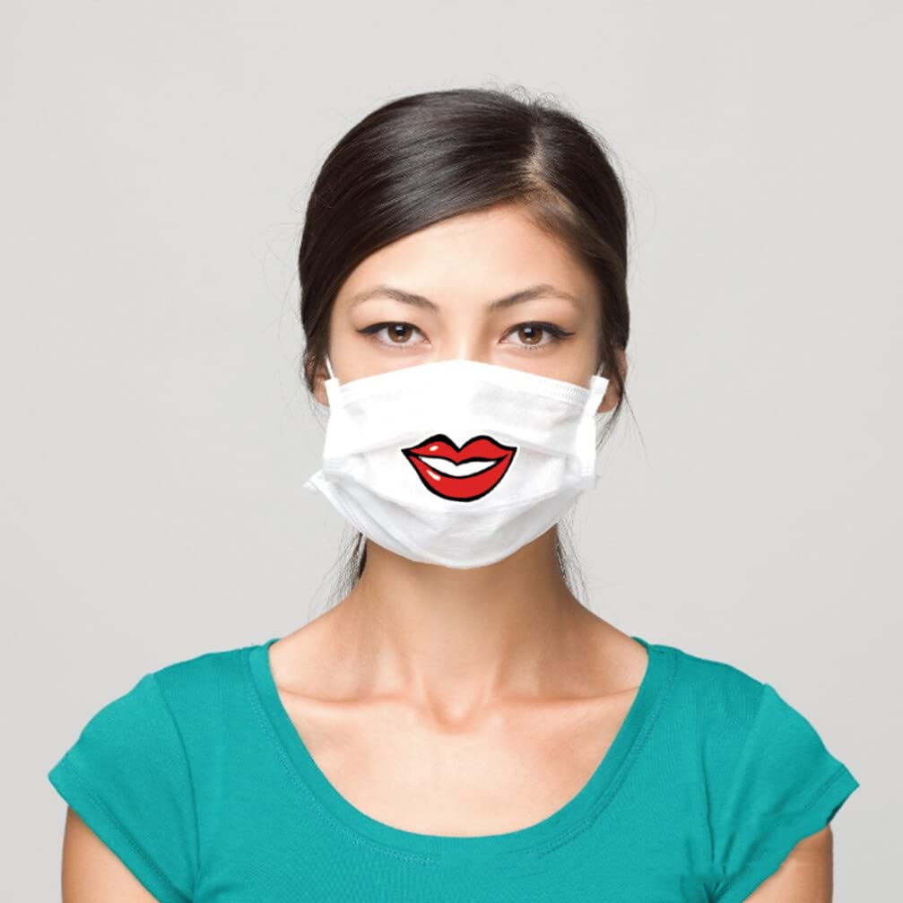 EXCLUZO 80Pcs Smile Face Stickers - Red Lips & Smiley Decals for Men, Women & Kids - Perfect for Service Industry, Parties & Social Events