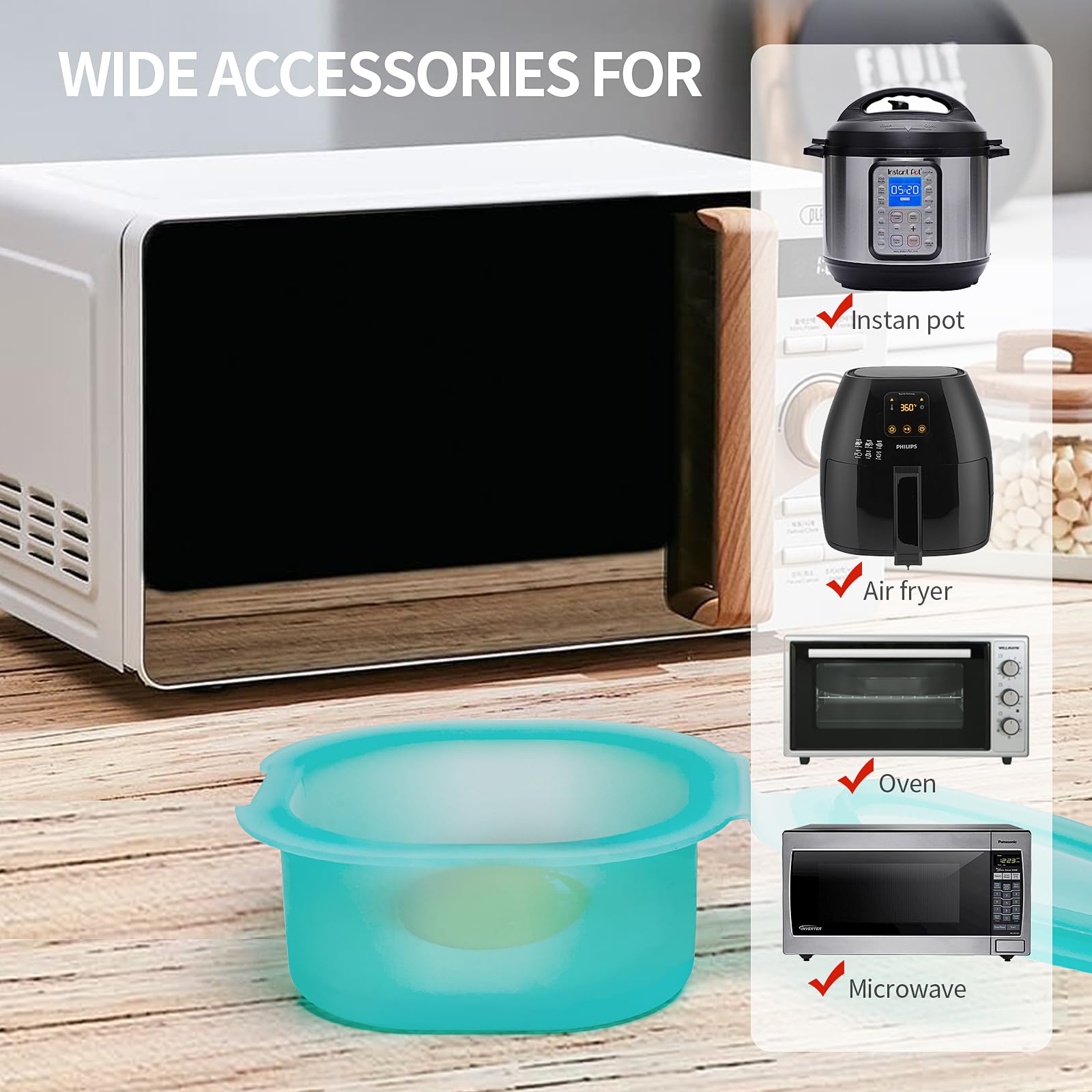 3-Pack Nonstick Silicone Square Egg Pan with Lid for Air Fryer - Perfect for Square Breakfast Eggs, Meal Prep & Healthy Cooking | BPA-Free, 3-Inch Green Containers