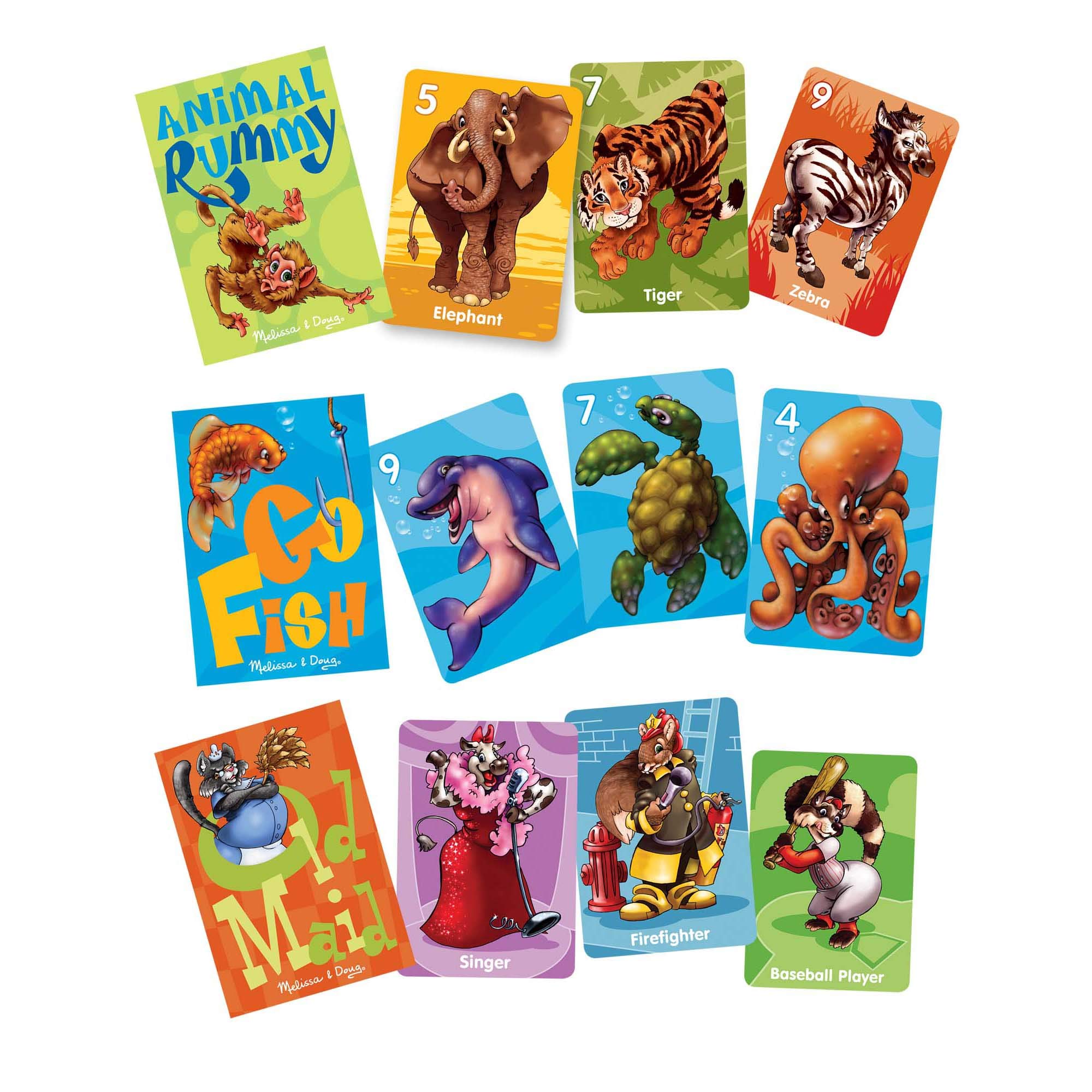 Melissa & Doug Classic Card Games Set - Old Maid, Go Fish, Rummy | Family Fun Card Games for Kids & Adults | Perfect for Game Nights, Travel & Birthday Parties