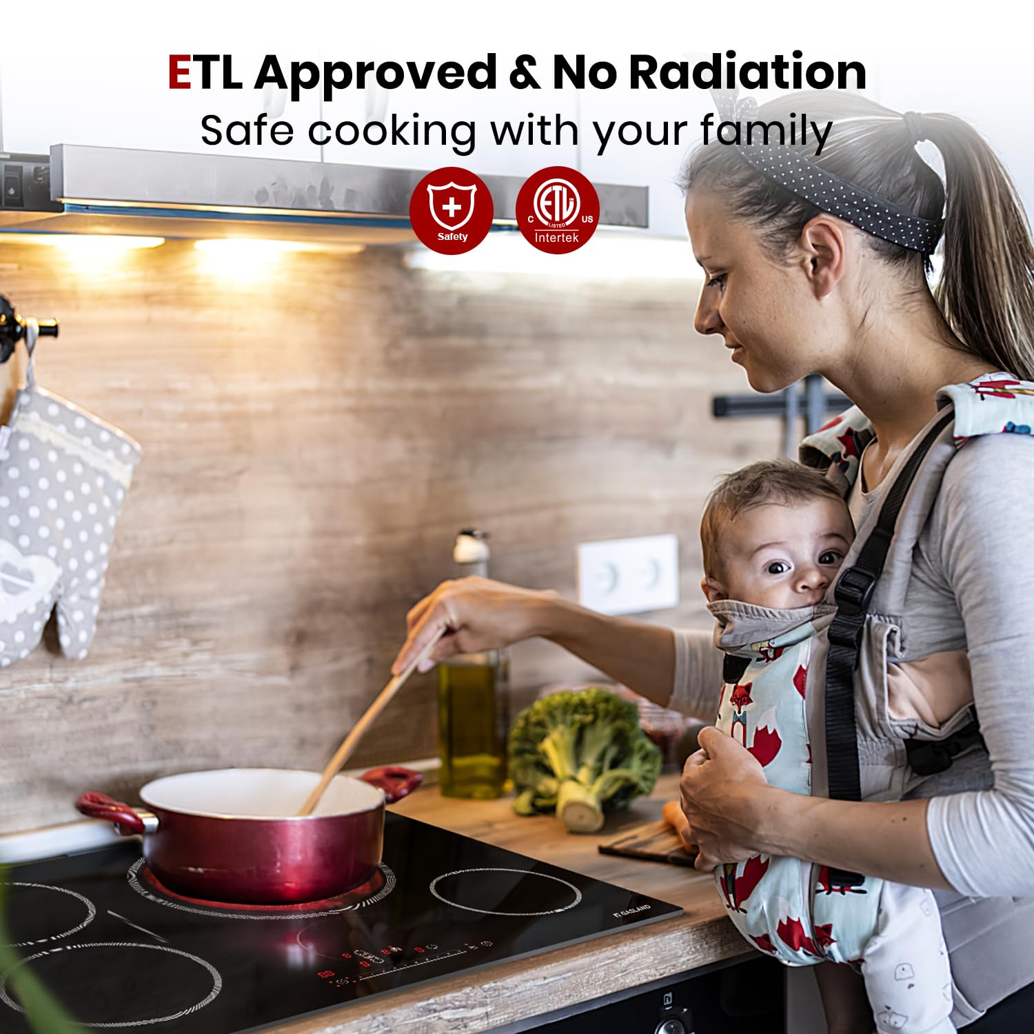 GASLAND 30 Inch Built-in Electric Cooktop with 4 Burners - ETL & FCC Certified, Radiant Ceramic Surface, Sync & Triple Burners, Slide Touch Control, Child Lock, Hot Surface Indicator, 240V - Perfect for Modern Kitchens, Home Cooking & Professional Chefs