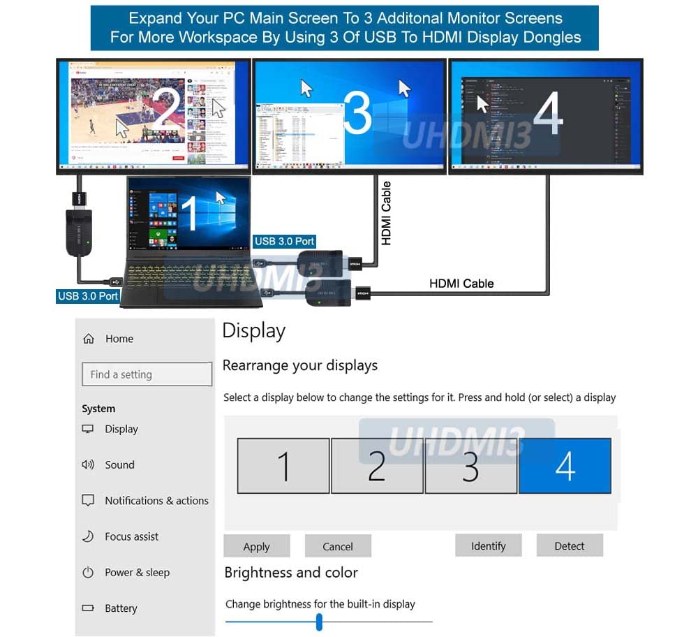 USB 3.0 to HDMI Adapter Converter - 4K Ultra HD External Video Graphics Card for Dual Monitor Setup | Supports HDMI Audio Output | Perfect for Home Office, Gaming & Multi-Tasking Workspaces