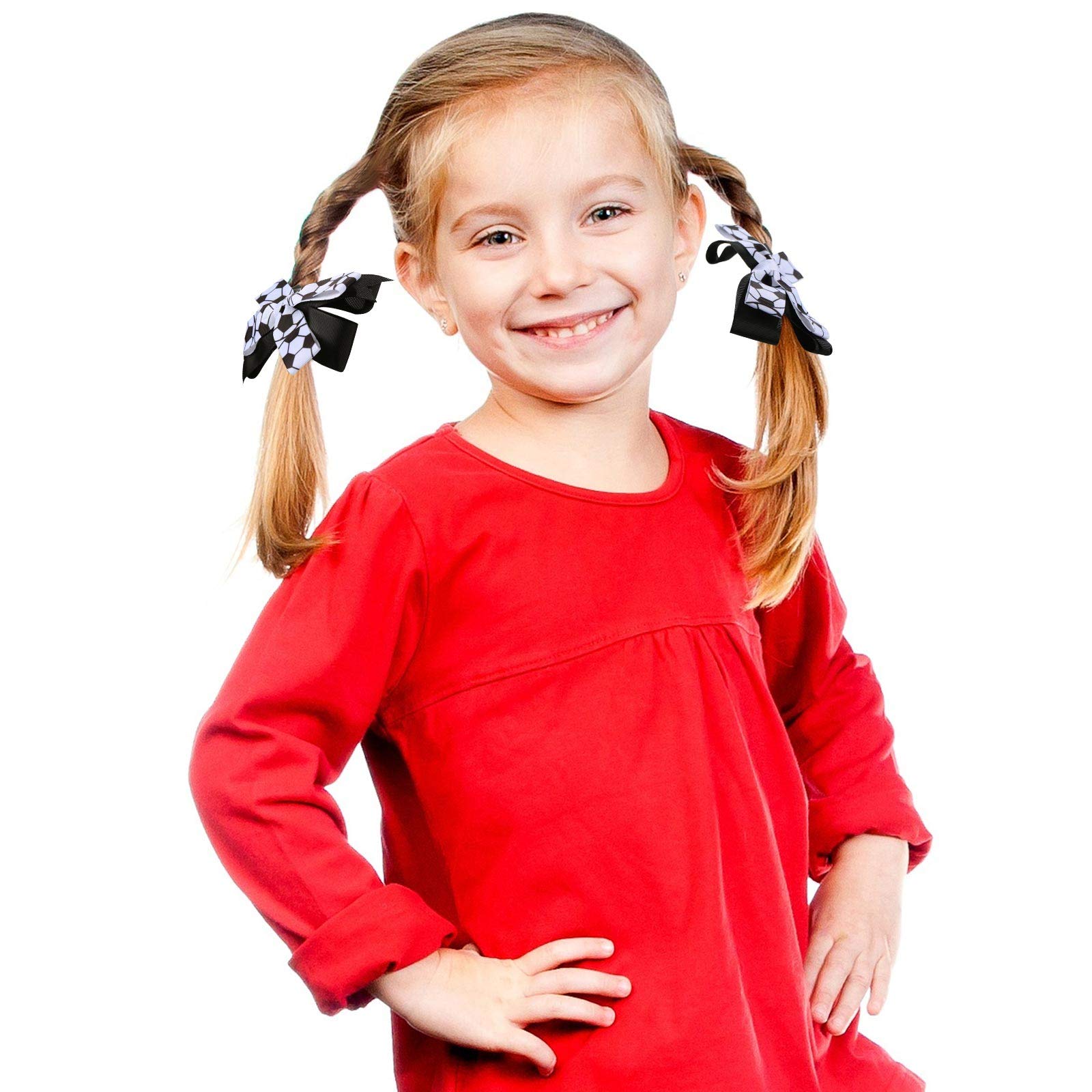 Chuangdi 6-Pack Soccer Hair Ties with Bows - Sports Hair Accessories for Girls, Women Players & Coaches - Perfect for Soccer Games, Practice & Team Events