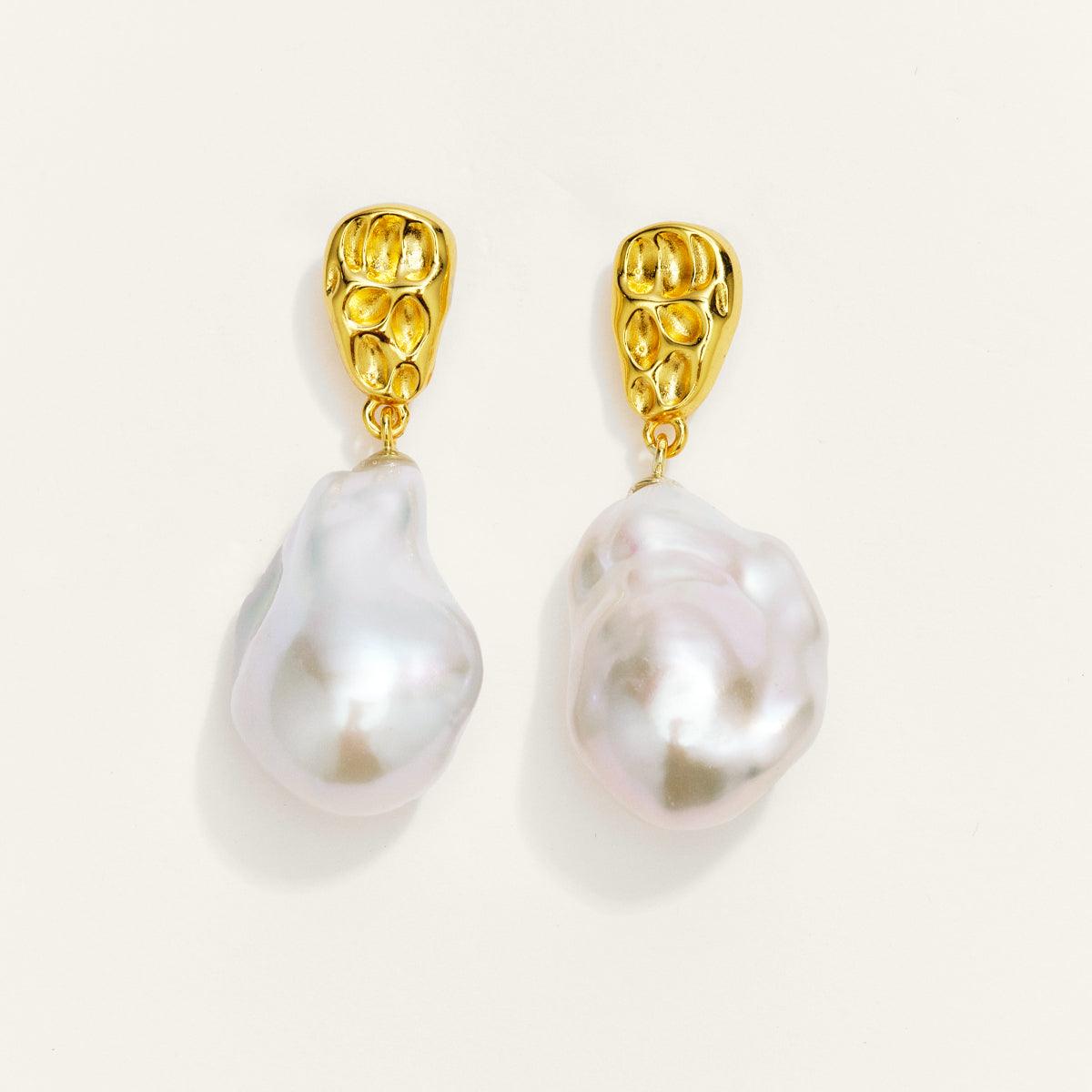 Elegant Baroque Pearl Drop Earrings for Women - Shiny White Freshwater Pearls Dangle Jewelry - Perfect for Weddings, Parties & Special Occasions