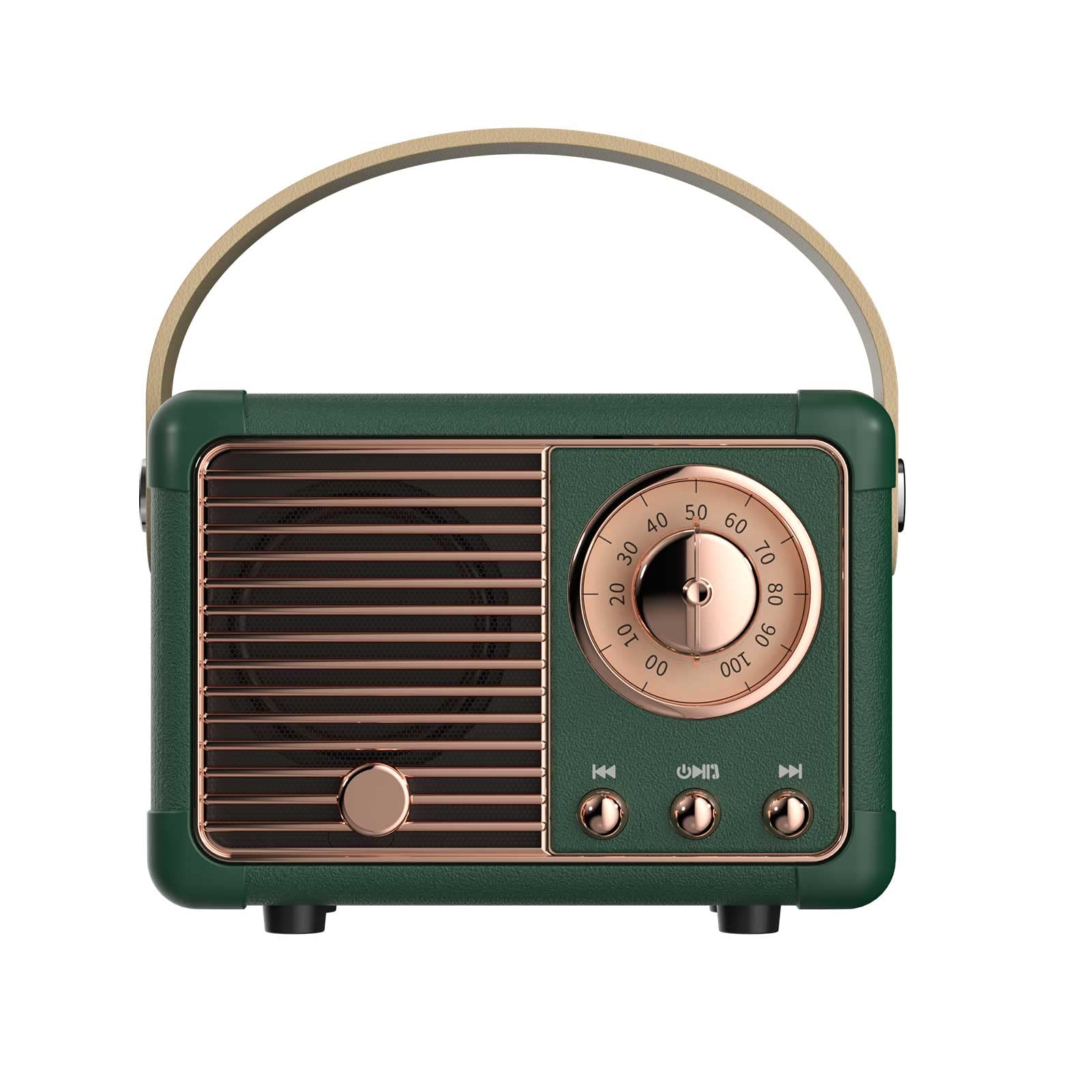 Retro Bluetooth Speaker - Vintage Wireless Mini Speaker with Old Fashion Style for Kitchen, Desk, Bedroom, Office & Outdoor Use | Compatible with iPhone & Android (Green) - Perfect for Home Decor, Parties & Travel