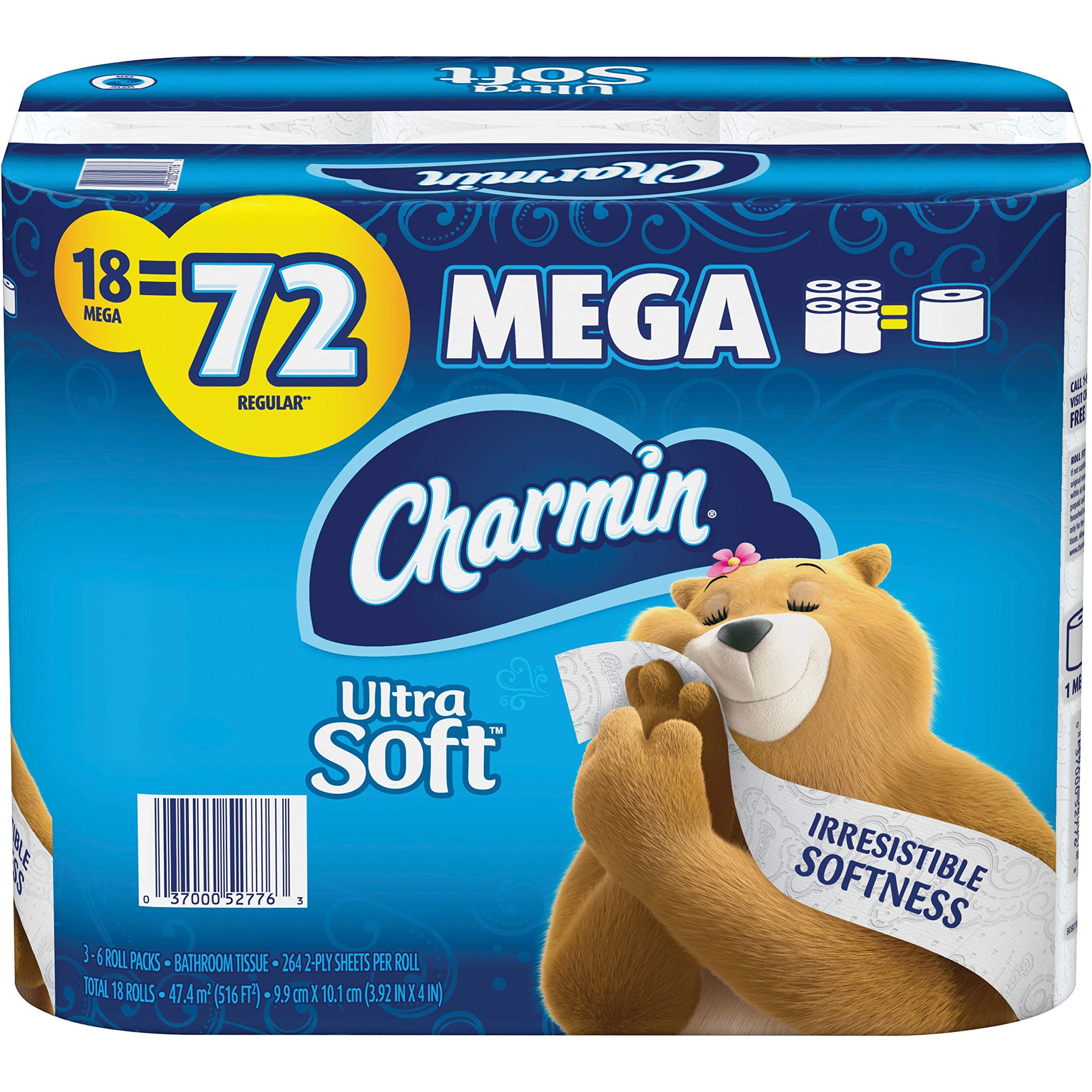 Charmin Ultra Soft Toilet Paper - 18 Mega Rolls, 2-Ply Bath Tissue for Gentle & Strong Cleaning - Perfect for Home, Office & Travel Use