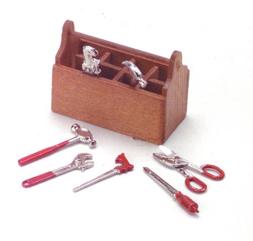 1 Inch Scale Miniature Tool Box with Tools - Perfect for Dollhouse Accessories, DIY Miniature Projects & Model Building by Town Square Miniatures