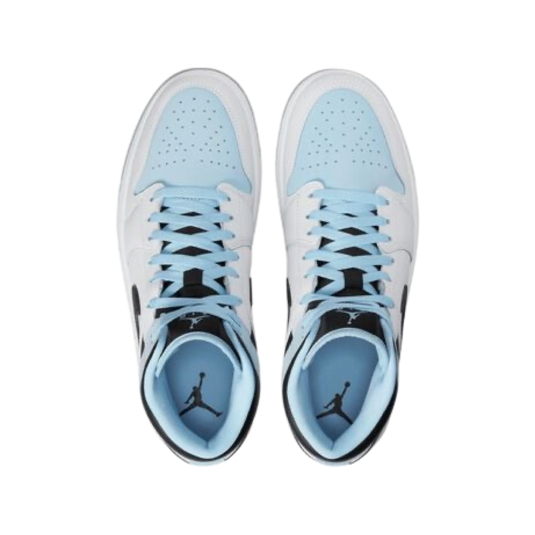 Air Jordan 1 Mid Reverse Ice Blue Black White Men's Basketball Shoes - Casual Sneakers for Streetwear & Sports