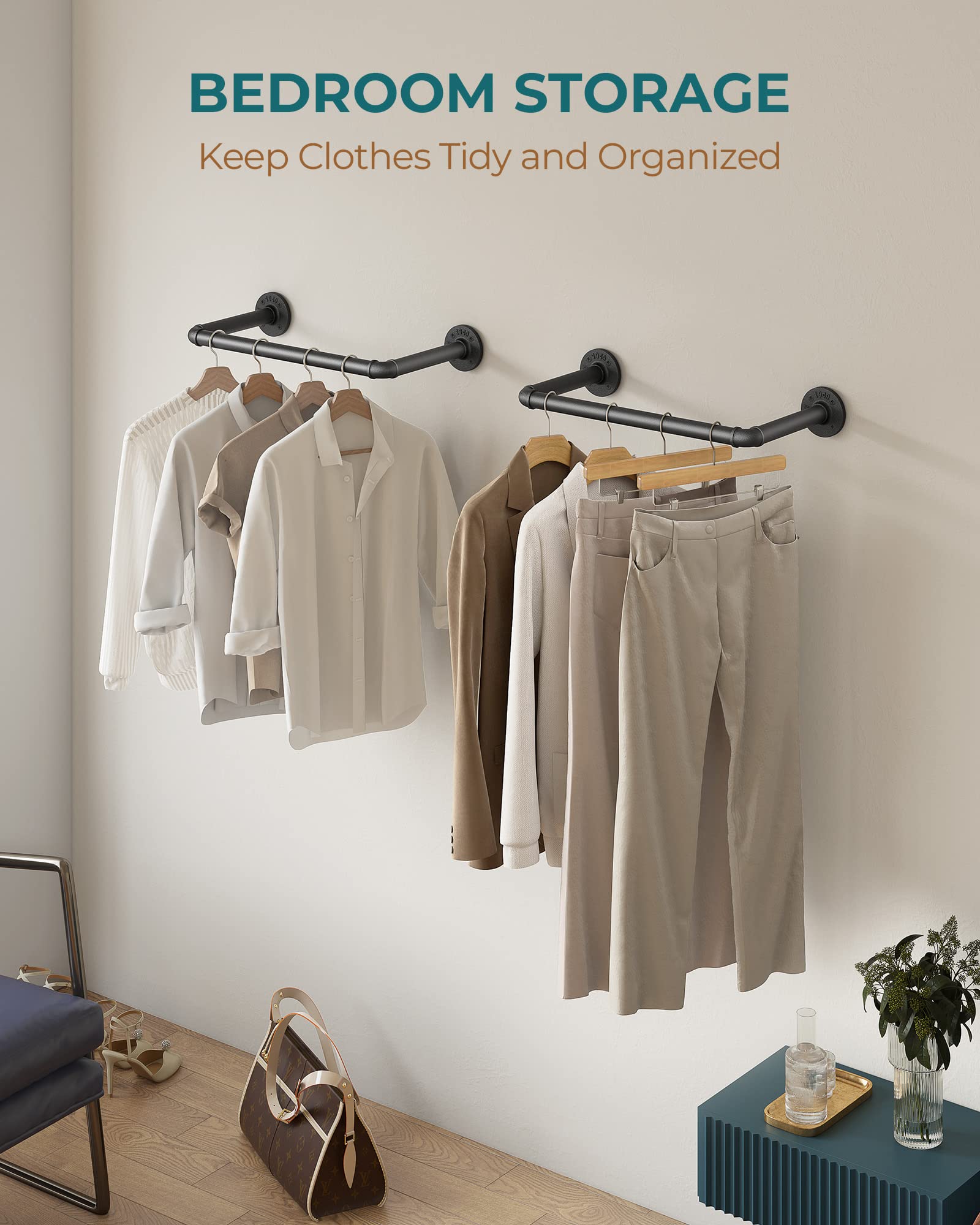 OROPY Heavy Duty Industrial Pipe Clothes Rack - 21.2