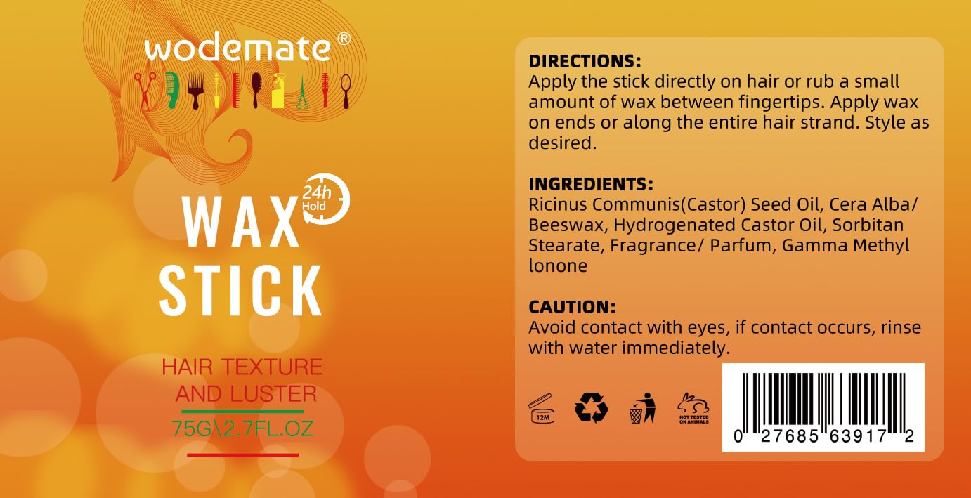 Wax Stick for Hair Wigs & Edge Control Pomade - Long-Lasting Styling Gel for Black Hair | Moisturizing, Shine & Flyaway Control | Non-Greasy Formula (2.7oz) - Perfect for Daily Styling, Wig Maintenance & Natural Hair Care