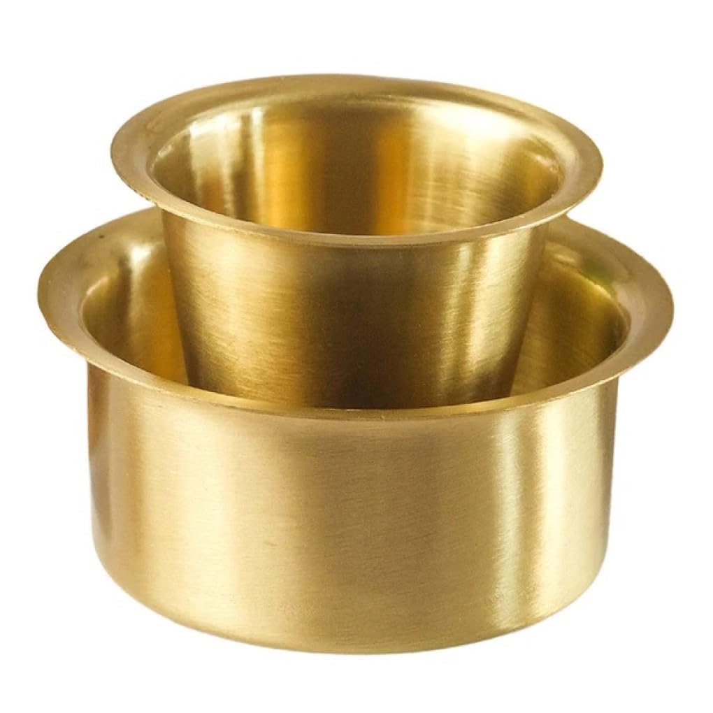 KC Brass Dabara Set - Traditional South Indian Coffee & Tea Glass Tumbler (120ml Capacity) for Authentic Filter Coffee Experience at Home | Handcrafted Brassware for Indian Tea Ceremony & Daily Use