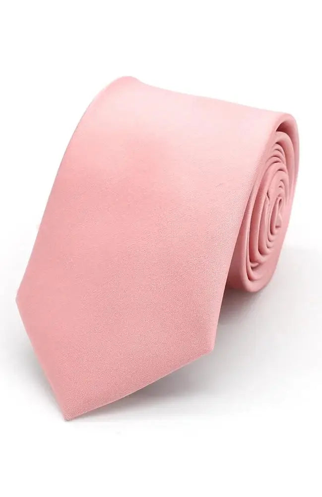 L.A. Smith Rose Plain Satin Tie and Pocket Square Set - Elegant Formal Wear for Weddings, Prom & Business Events