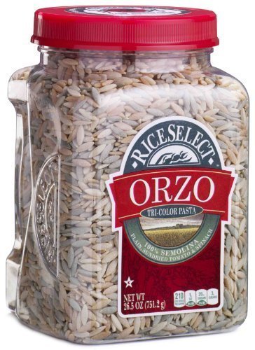 RiceSelect Tri-Color Orzo Pasta - 26.5 oz Jars (Pack of 4) | Premium Italian-Style Pasta for Soups, Salads & Side Dishes | Perfect for Meal Prep & Gourmet Cooking