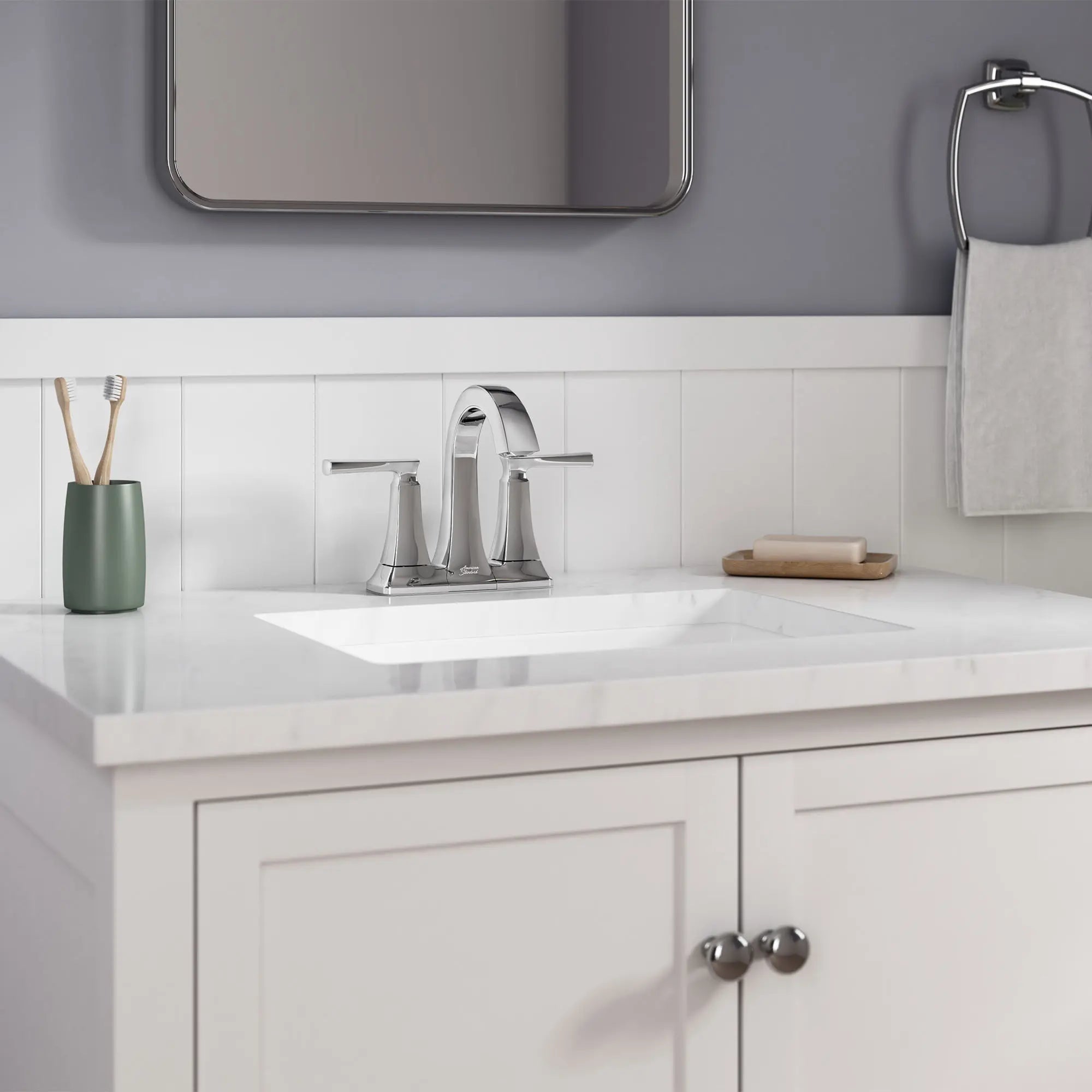 Belmeade 4 Inch Centerset Bathroom Faucet with Two Handles - Modern Water-Saving Design for Bathroom Sink, Vanity, and Powder Room Installation