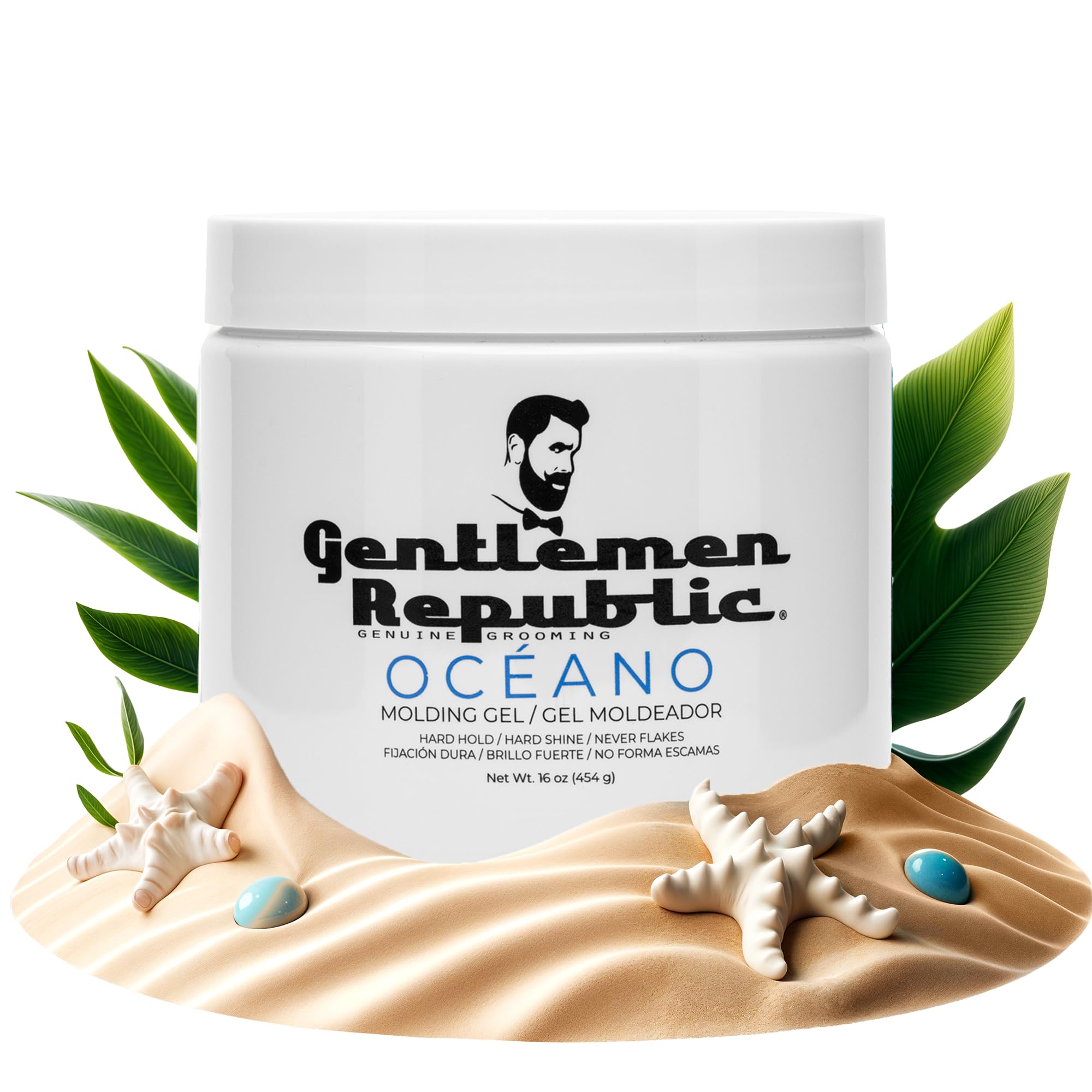 Gentlemen Republic Oceano Men's Hair Gel 16oz - Strong Hold High Shine Styling Gel for Men | Alcohol-Free Professional Formula with Fresh Scent | Made in USA | Perfect for Daily Styling, Special Occasions & Professional Looks