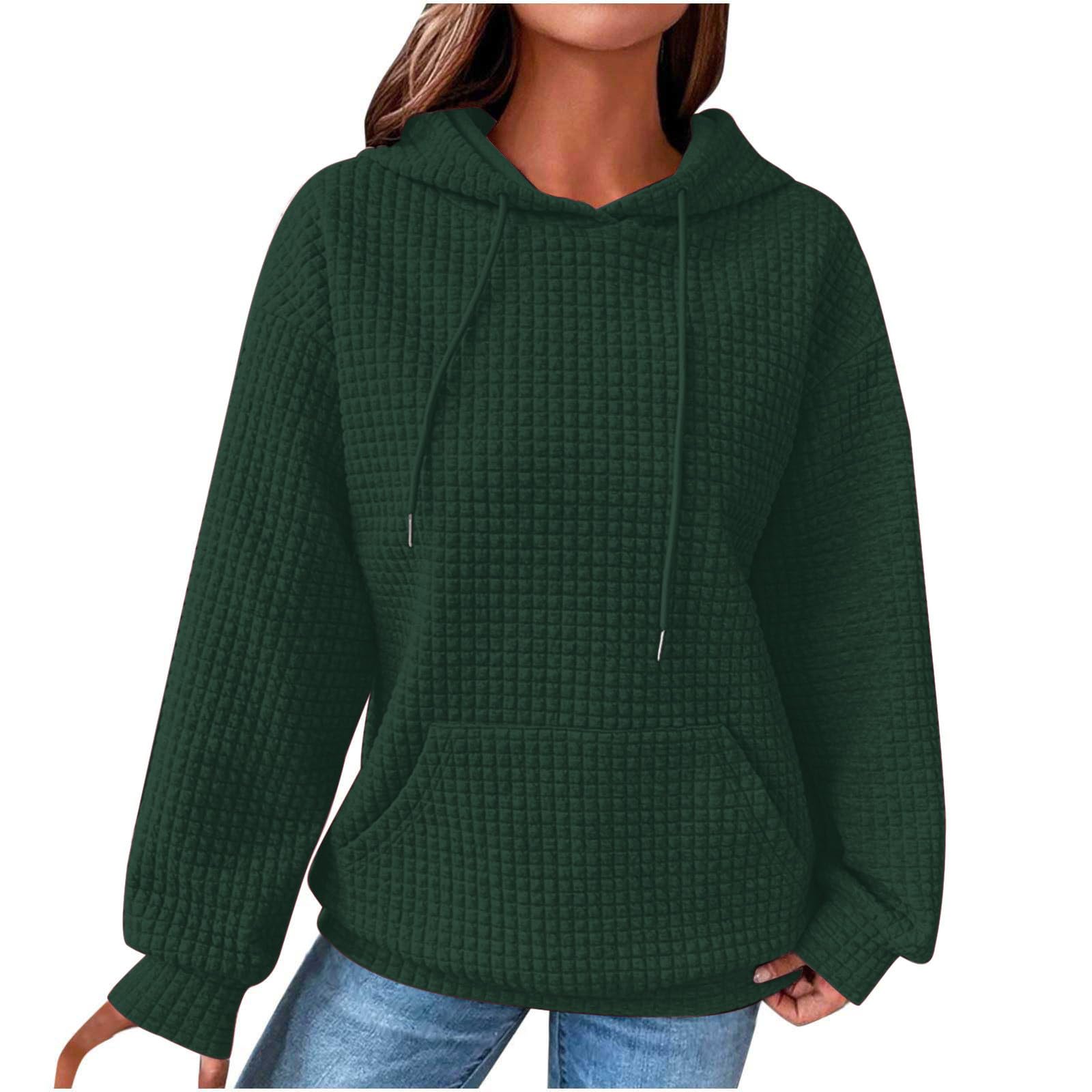 Ceboyel Women's Solid Color Cute Hoodie 2023 | Waffle Knit Sweatshirt | Comfortable Pullover Sweater | Trendy Teen Girls Fashion | Perfect for Casual Wear, School Outfits & Weekend Relaxation