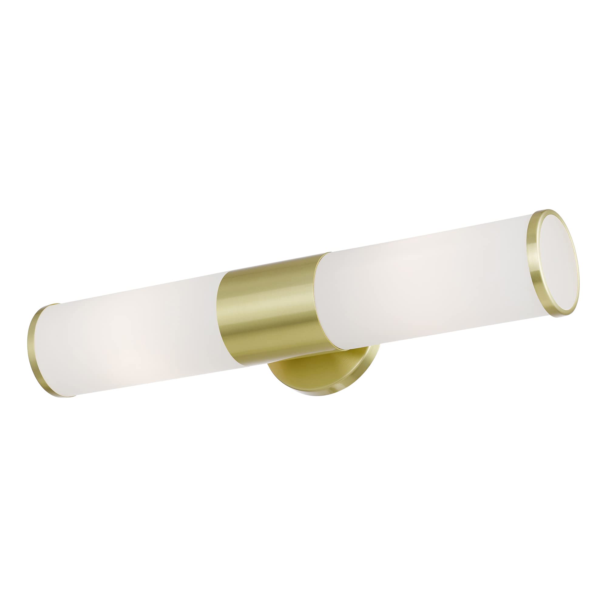 Livex Lighting 16562-12 Lindale 2 Light ADA Vanity Sconce in Satin Brass - 4.25 x 18.5 Inches - Perfect for Bathroom Mirror Lighting and Modern Home Decor