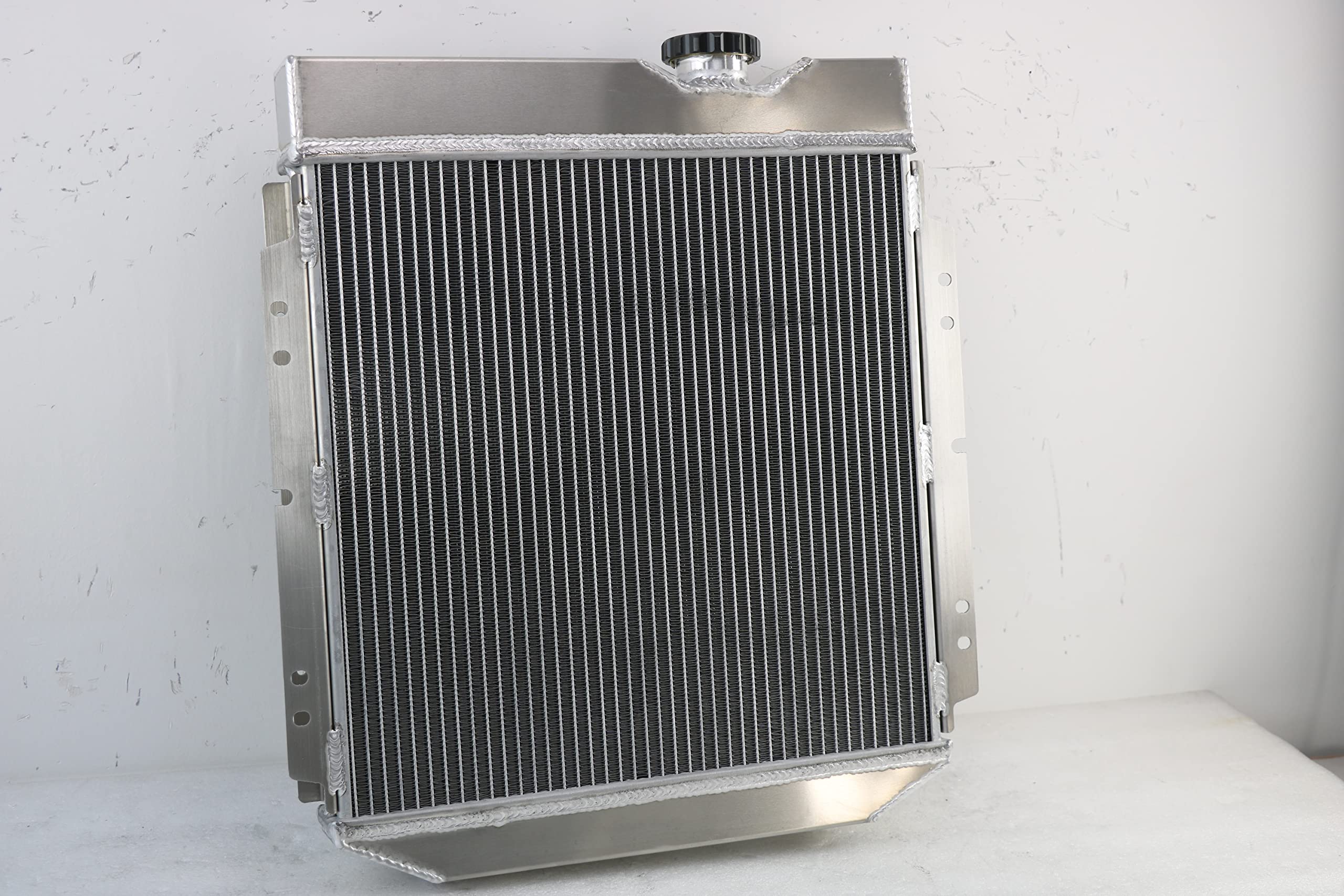 4 Row Aluminum Radiator for 1960-1966 Ford Mustang Falcon Ranchero Mercury Comet L6 V8 - High Performance Cooling System with Electric Fan Shroud & Thermostat Kit - Perfect for Classic Car Restoration & Hot Rod Upgrades