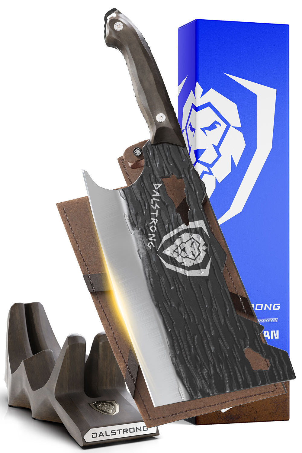 Dalstrong Obliterator Cleaver Knife - Premium Barbarian Series with Acacia Wood Stand - Perfect for Butchering, Meat Processing & Outdoor Cooking