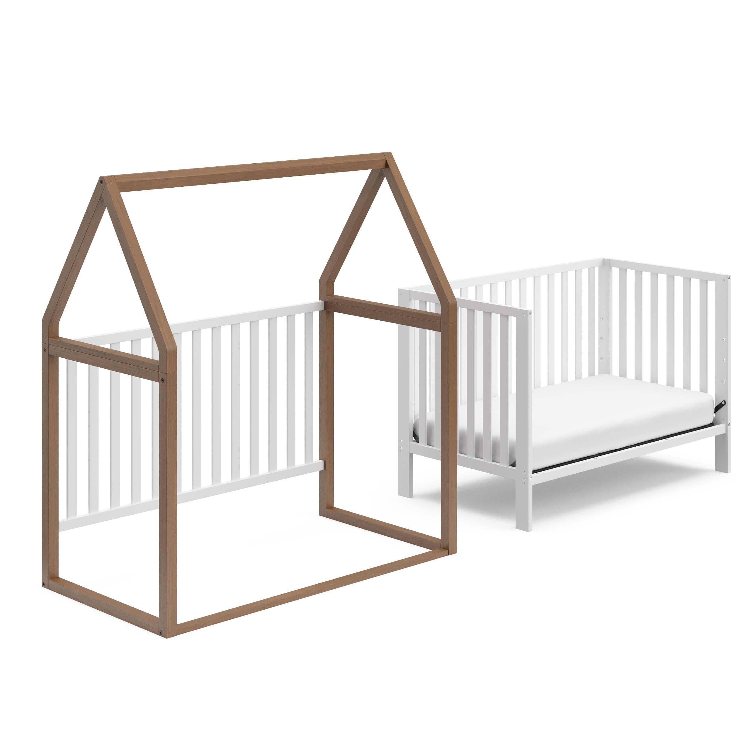 Storkcraft Orchard 6-in-1 Convertible Crib - GREENGUARD Gold Certified, Toddler to Full Bed, Playhouse & Daybed - Hazelnut & White Finish - Fits Standard Crib Mattress - Perfect for Nursery, Kids Room & Guest Bedroom