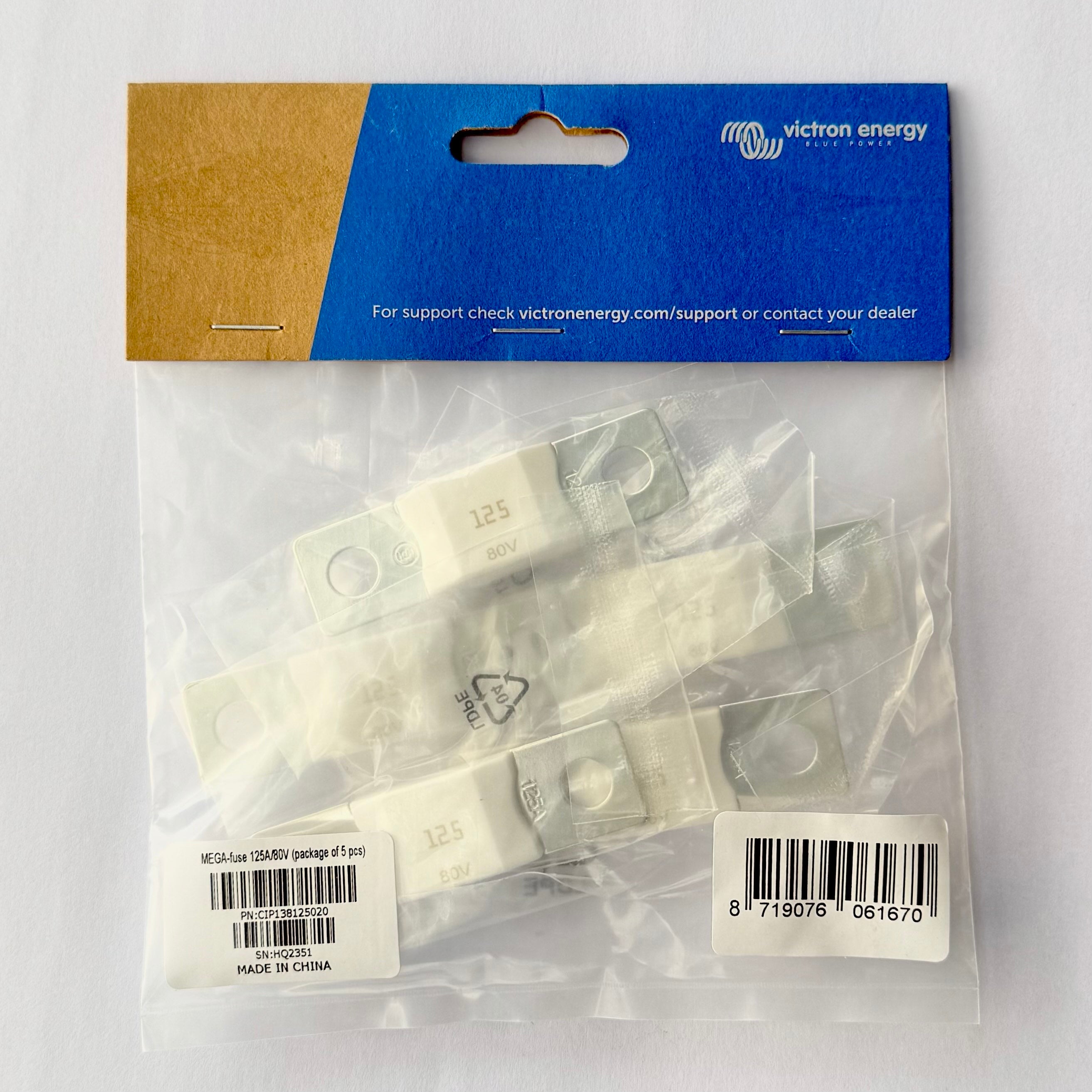 High Amp MEGA Fuse 125A 80V Ceramic - 5 Pack for Car Audio, Marine, and Solar Power Systems