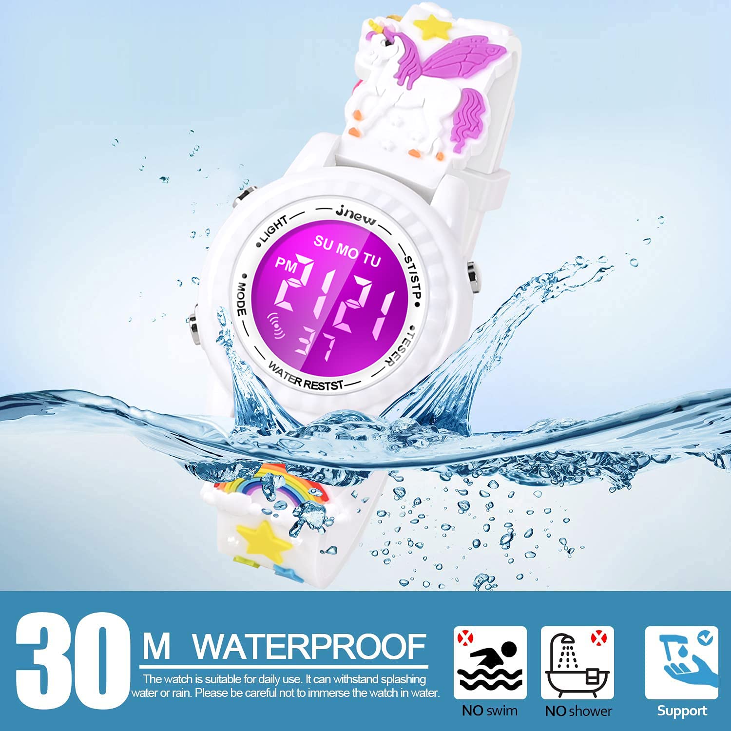 3D Cartoon Waterproof Kids Watches with Alarm - Best Toys Gifts for Girls Age 3-10 | Fun & Durable Watch for Swimming, School & Outdoor Play