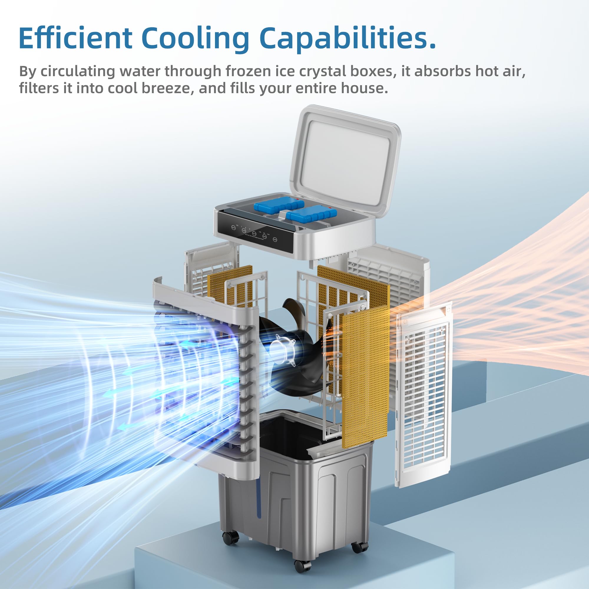 3-IN-1 Evaporative Air Cooler with 3531 CFM & 11.9 Gallon Water Tank - Portable Swamp Cooler with Remote/Touch Control, 90°+120° Oscillation for Indoor & Outdoor Use - Perfect for Bedroom, Office, Patio, and Garage Cooling