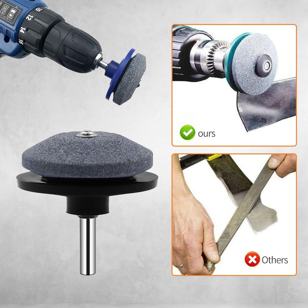 Premium Blue Lawn Mower Blade Sharpener Kit - Universal Rotary Blade Sharpener Tool with Drill Attachment - Durable Wear-Resistant Design - Perfect for Home Lawn Care & Professional Landscaping