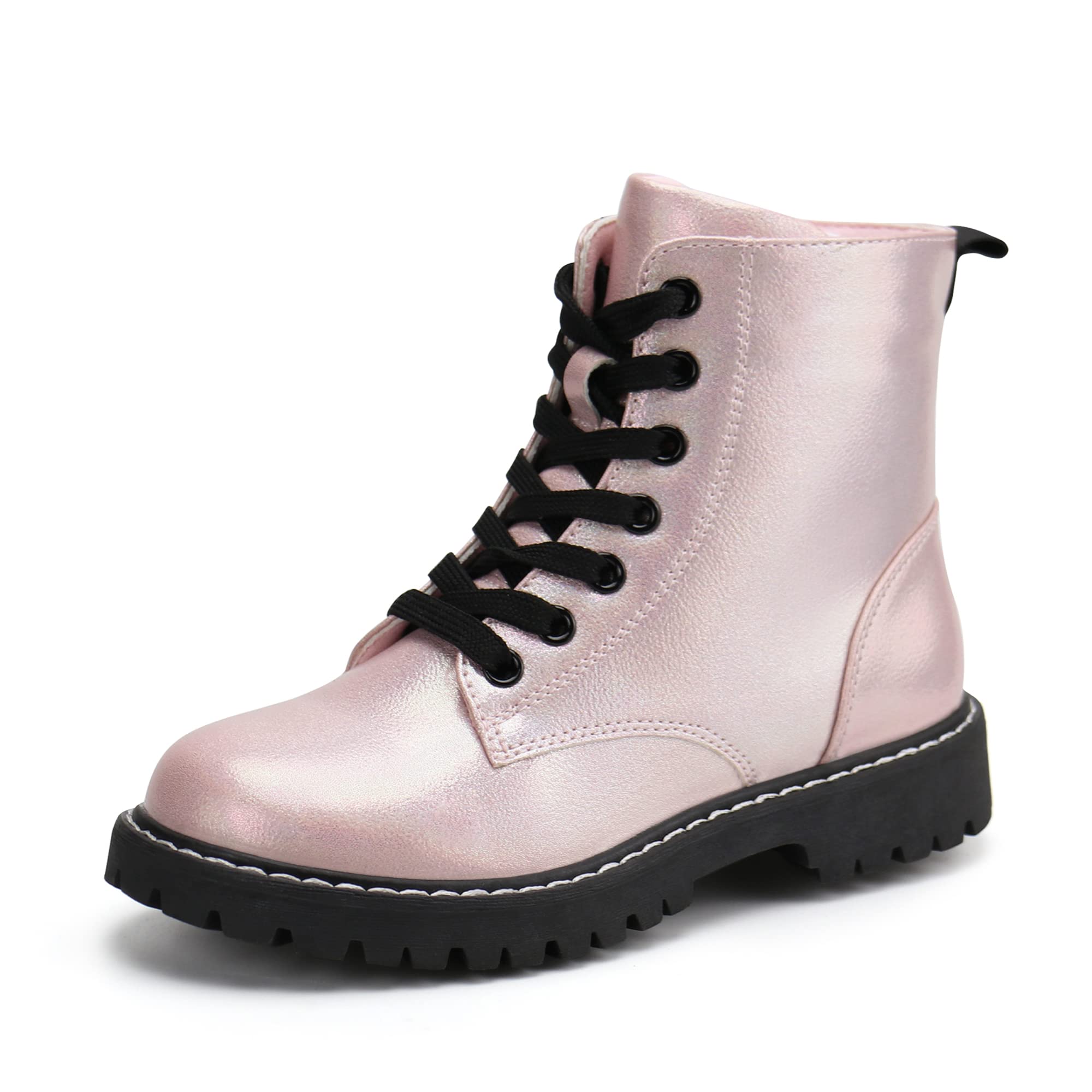 Firelli Kids Ankle Boots for Boys & Girls - Side Zipper & Lace Up Work Boots, Durable Combat Boots for School, Outdoor Play & Hiking - Waterproof & Comfortable