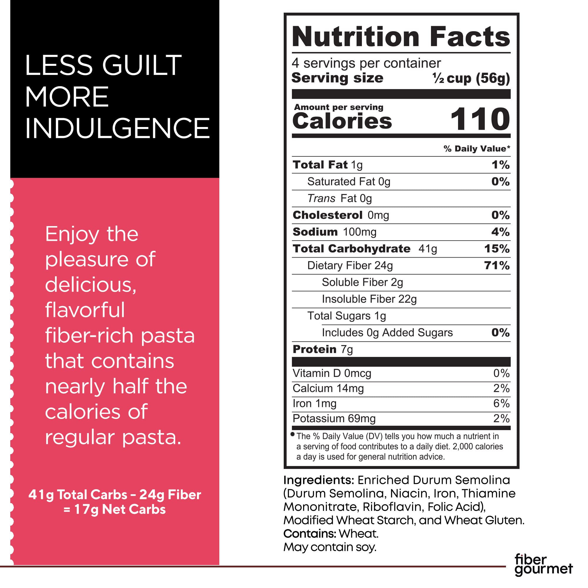 Fiber Gourmet Pasta Variety Pack - 8oz Boxes of Spaghetti, Rotini, Penne & Elbows | Low Carb, High Fiber, Vegan Pasta | Non-GMO, Kosher Certified | Made in Italy (4 Pack) - Perfect for Keto Diet, Weight Loss & Healthy Italian Meals