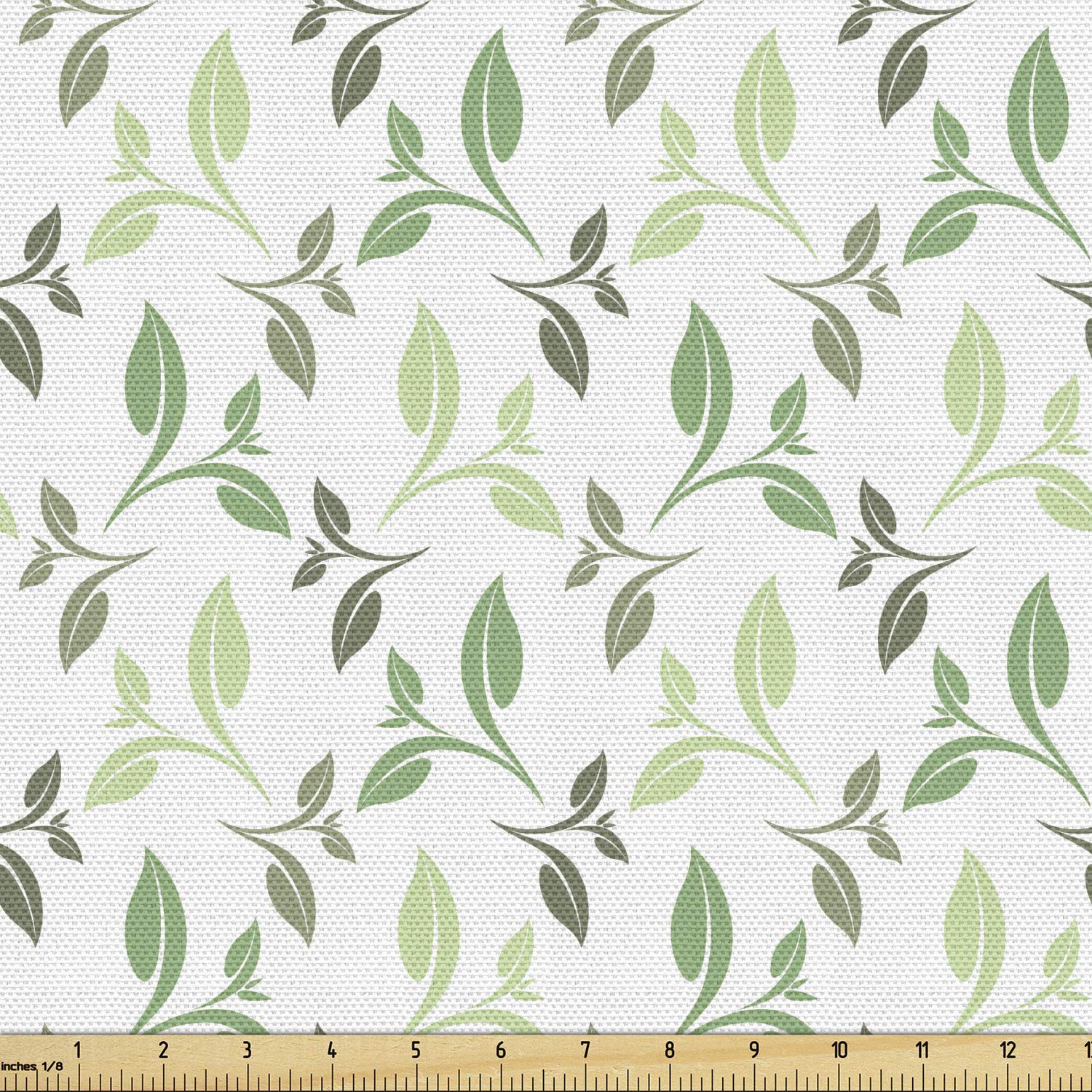Ambesonne Vintage Tea Leaf Fabric by The Yard - Soft Faded Green Army Green Decorative Upholstery Material for Sofa, Curtains & Home Decor (10 Yards) | Perfect for DIY Projects, Pillow Covers & Table Runners