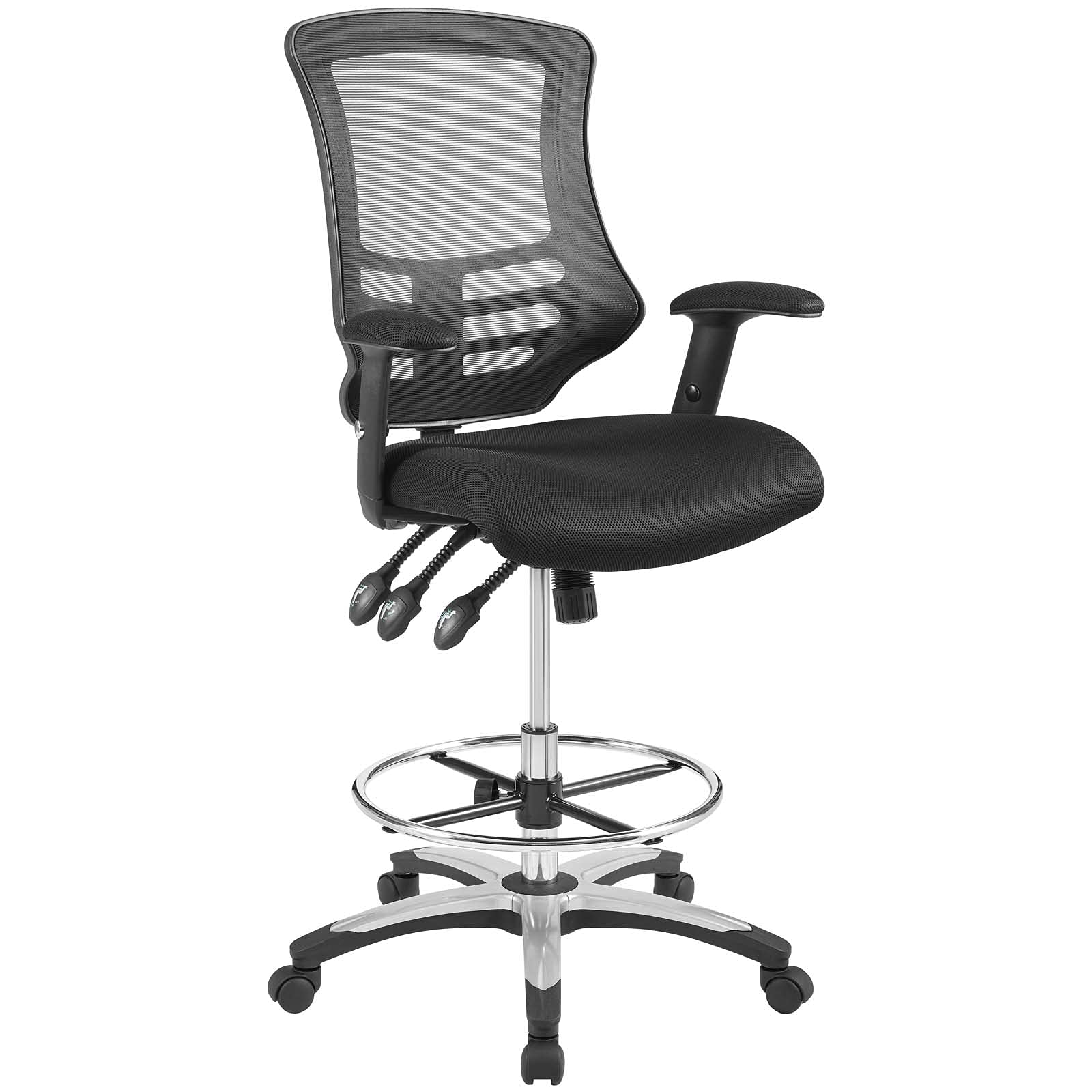 Modway Calibrate Ergonomic Mesh Drafting Chair - Adjustable Height Black Office Chair for Reception & Desk Work - Perfect for Architects, Designers & Long Hours Sitting