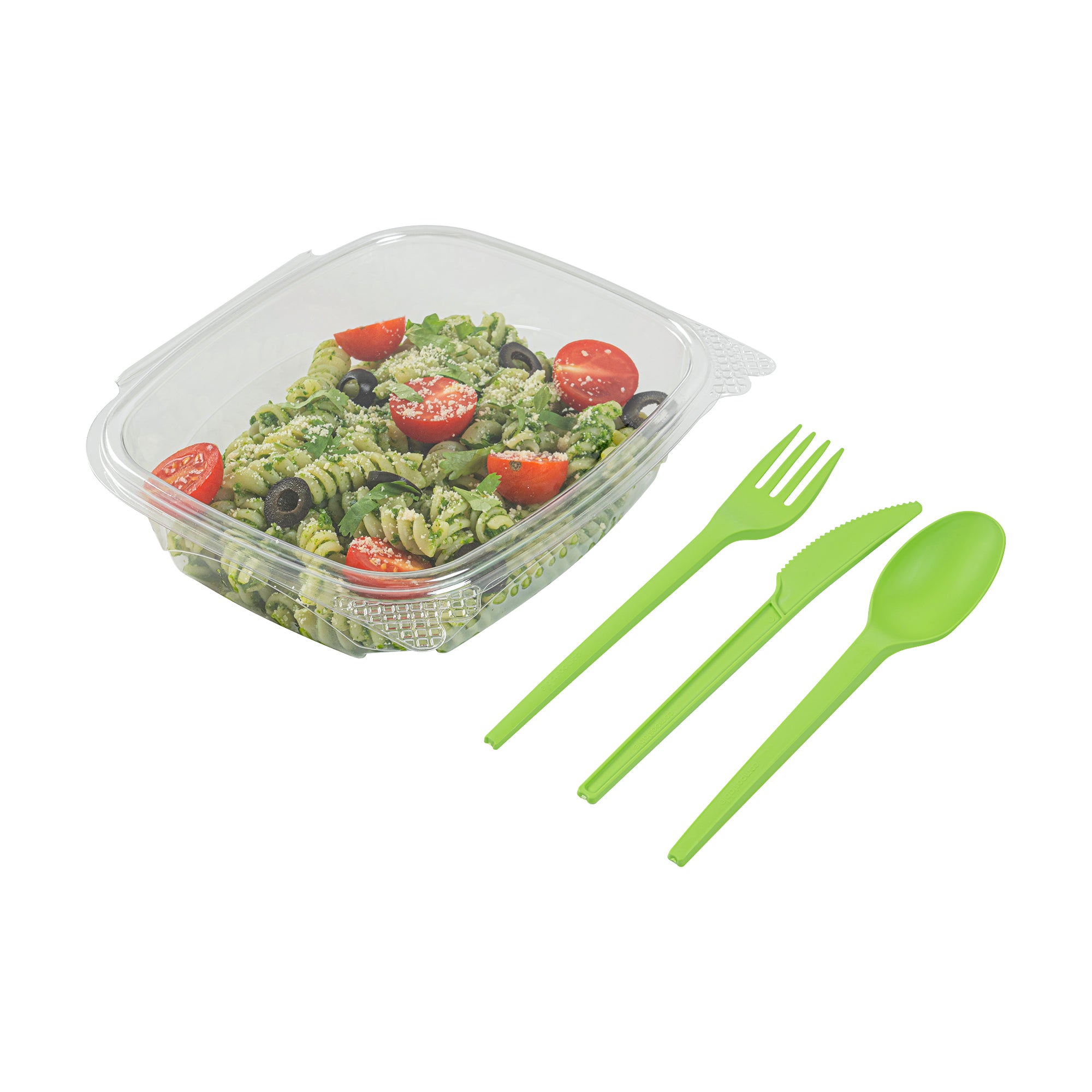 Eco-Friendly Green CPLA Plastic Cutlery Set - 290-Piece Heat Resistant, Compostable Utensils (6.5