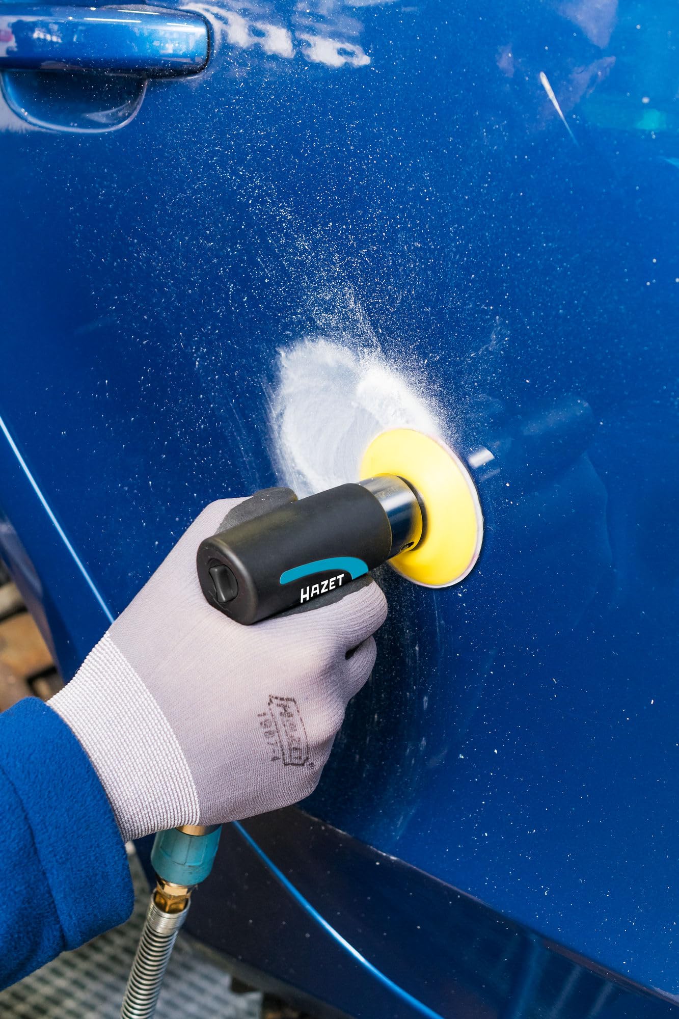 HAZET 9033N-5 Mini Orbital Sander Set - Compact Power Tool for Woodworking, Metal Polishing & DIY Projects - Perfect for Home Workshop, Auto Body Repair & Crafting