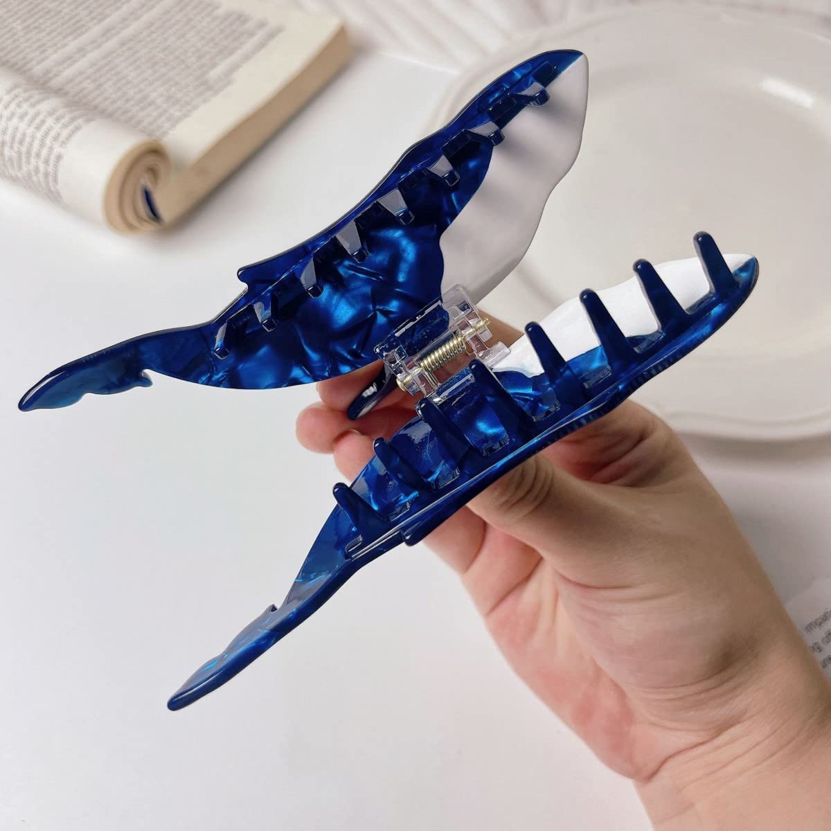 Whale Hair Clips for Women - Blue Acetate Small Claw Clips for Girls & Women - Perfect for Everyday Styling