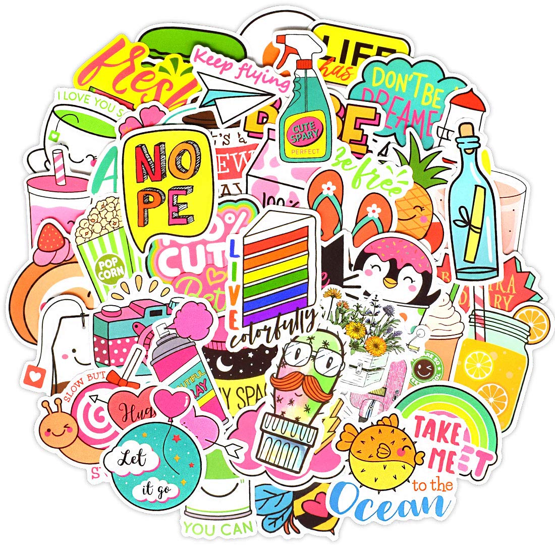50 Pack Cute Aesthetic Vinyl Stickers - Waterproof Decals for Water Bottles, Laptops, Skateboards & Cups | Perfect for Girls, Teens & Adults | Great for School, Office & Personalizing Accessories