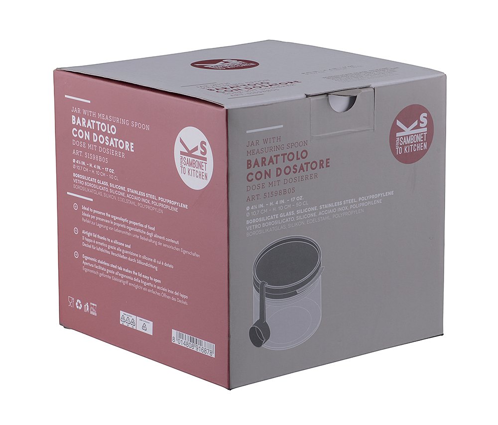 Sambonet Kitchen Storage Jar with Spaghetti Measuring Lid - Airtight Food Container for Pasta, Rice & Dry Goods - Perfect for Pantry Organization & Meal Prep (Dark Grey)